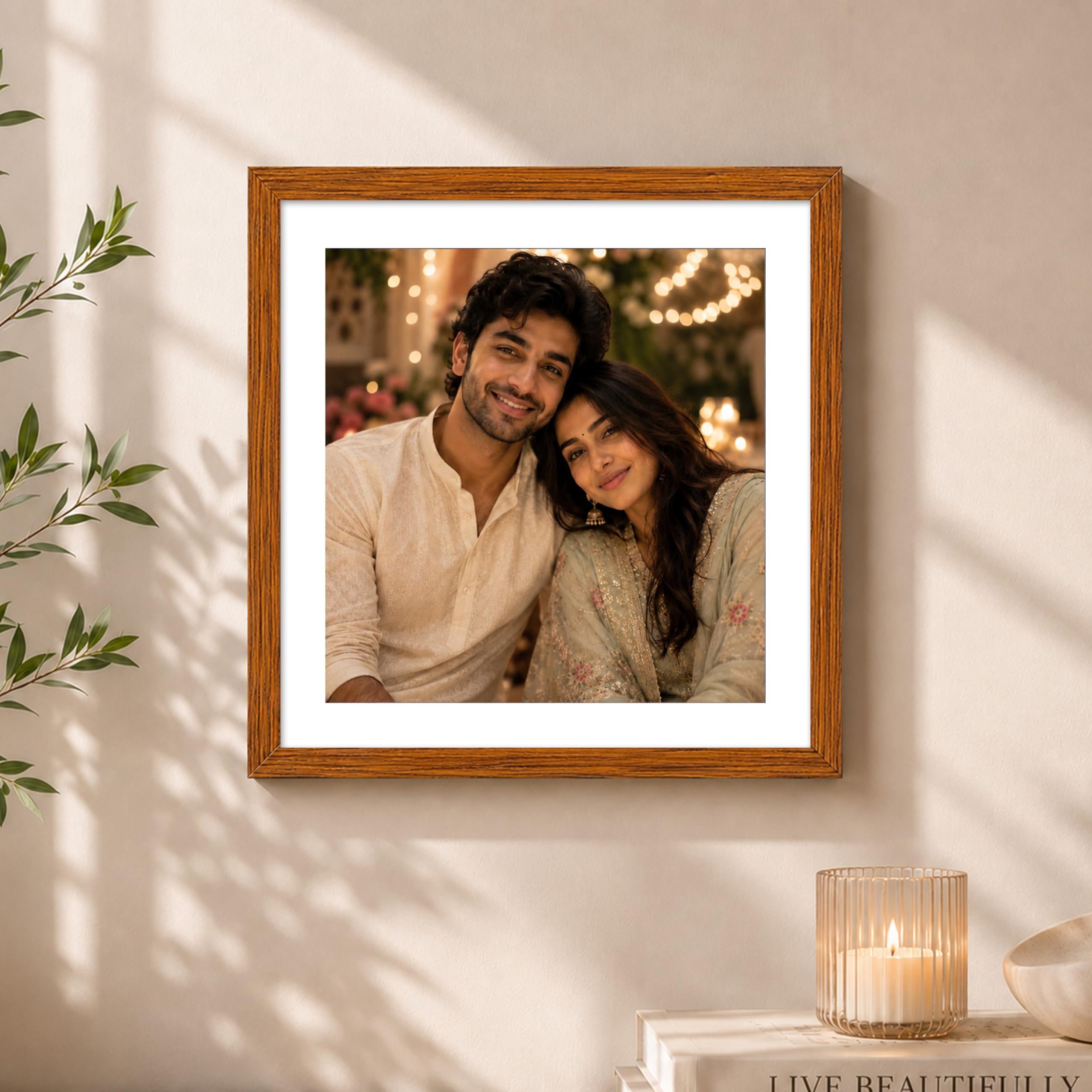 Art Street Synthetic Document Large Size Wall Photo Frame, Big Frames For Wall Artwork, Certificates, Picture & Photographs Home Decor (12x12 Inch, Matted To 8x8 Inch, Brown)