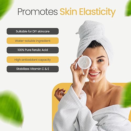 Miniatura 5 de Polvo de ácido ferúlico puro 99% puro grado cosmético polvo puro antioxidante natural, antienvejecimiento, cuidado de la piel DIY (1 onza0.99 oz)