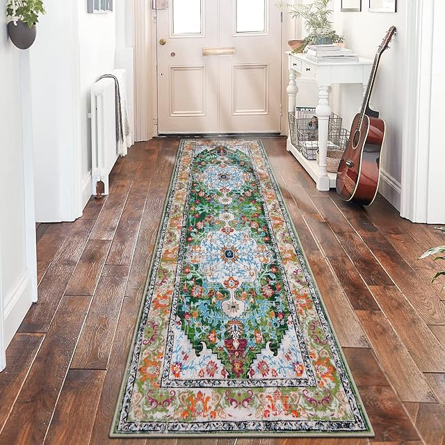 SHACOS Persian Runner Rugs for Hallway 60 x 180 cm Non-slip Kitchen Runner Mat Low Pile Hallway Runner Rug Washable Rug Carpet Runner Floor Mat for Kitchen Hallway Entrance