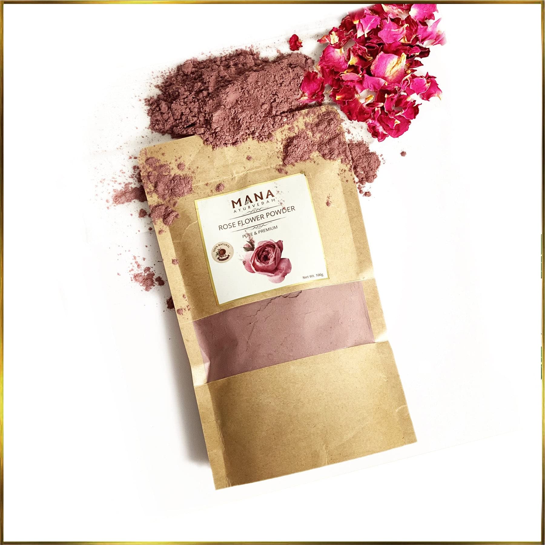 MANA AYURVEDAM ROSE FLOWER POWDER | Cleanses and nourishes skin | 100g