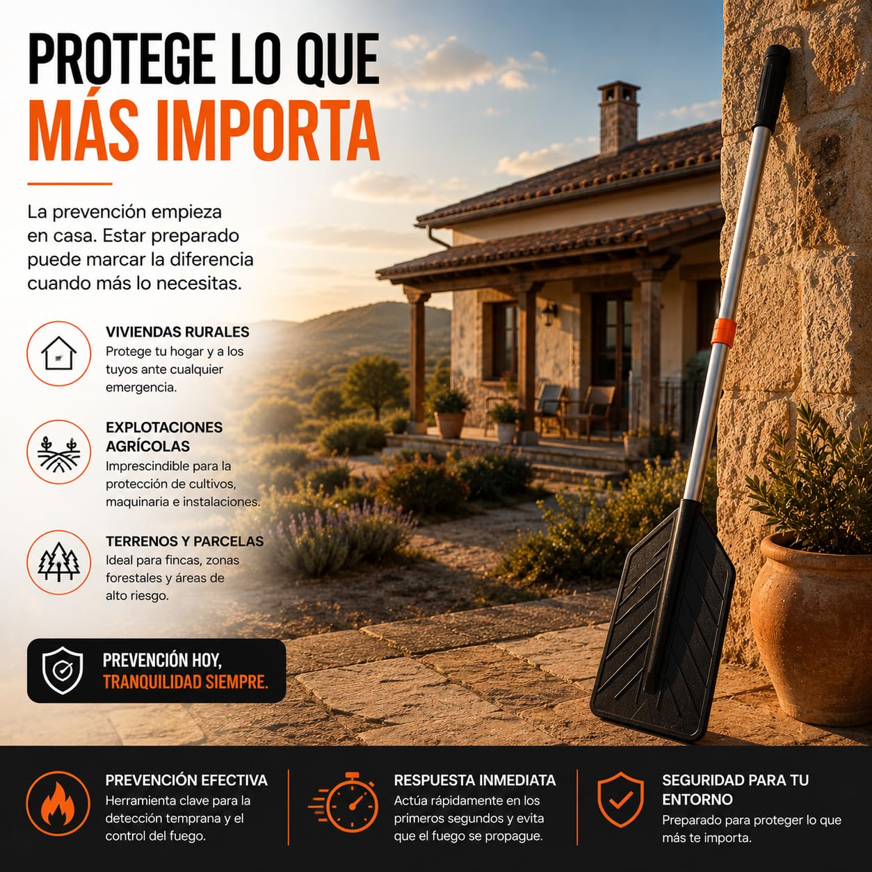 Batefuegos Forestal Extensible HUMPTI Guard Fire, Pala Apagafuegos, Batefuego Forestal Contra Incendios Forestales y Hogar, Alternativa a Extintor Para Casa y Coche, Bate Fuegos Kit Emergencia