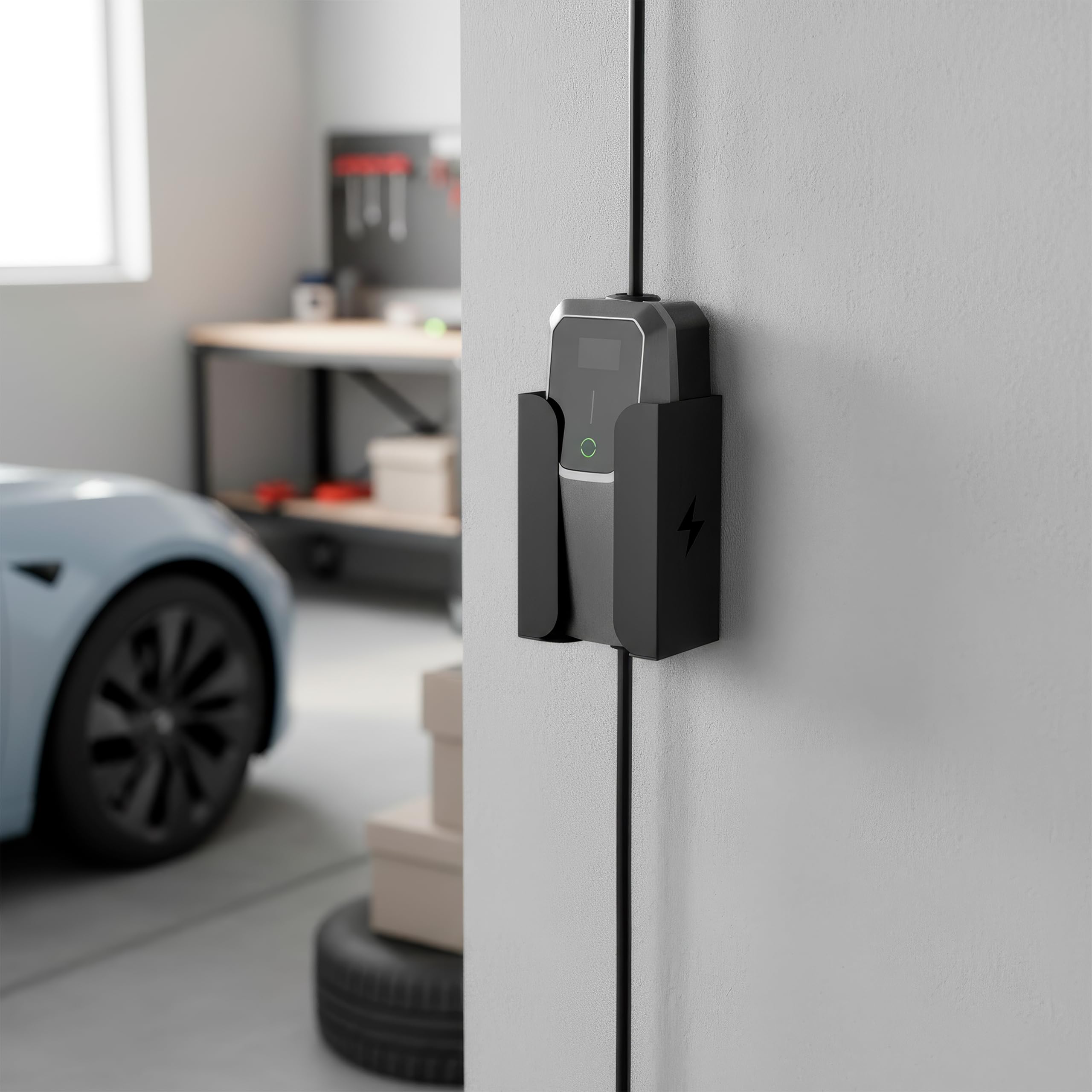 Metalowy naścienny uchwyt ładowarki do samochodu elektrycznego • Przenośna podstawa skrzynki sterowania EV typu Box • Wieszak i hak do kabla ładującego Typ 2 • Przenośna ładowarka EV Tryb 2