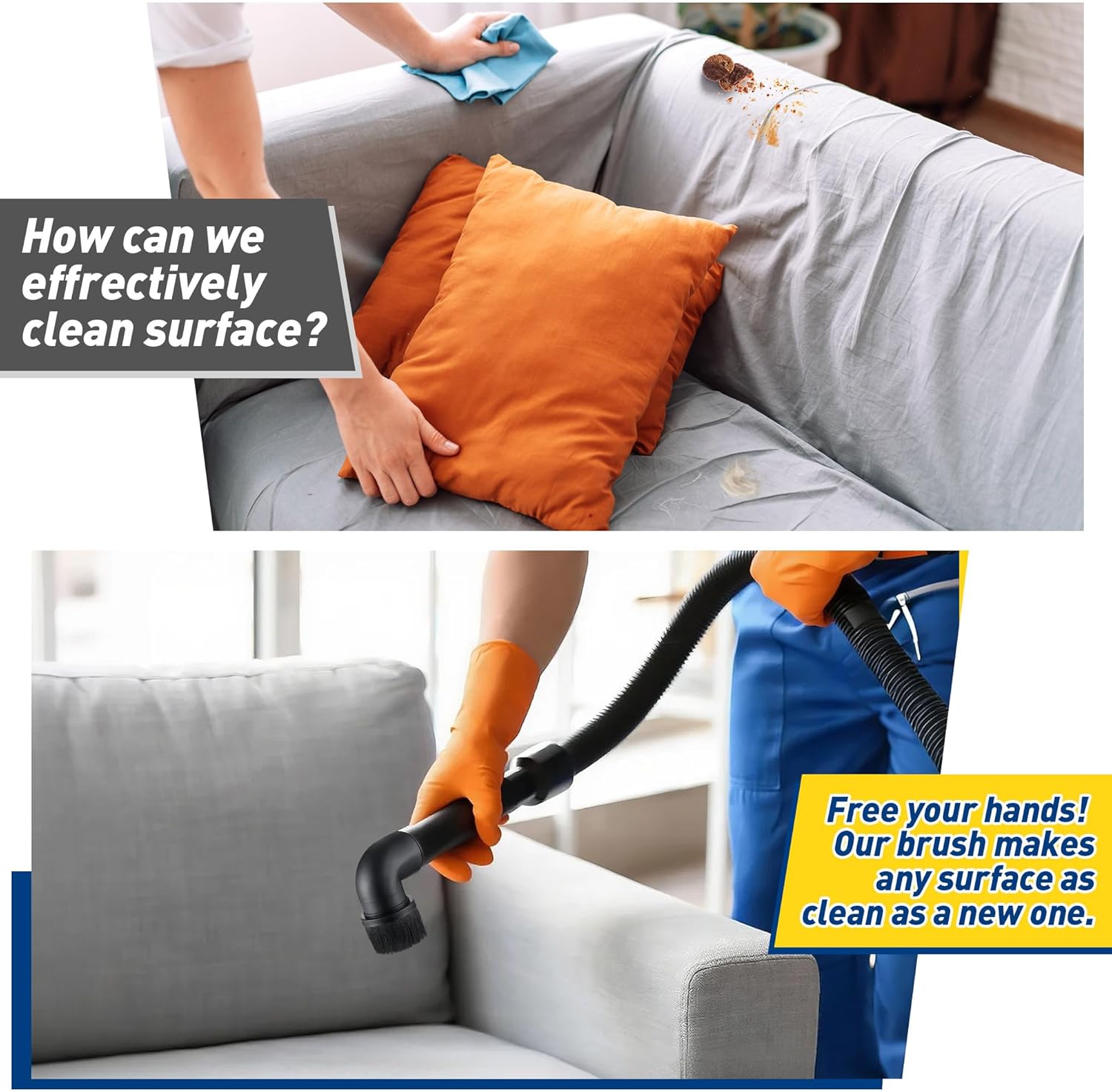 Feekoon 2 Pack 2 1/2'' Wet Dry Vacuum Dust Brush Attachment Compatible with Shop-Vac WS25001A, Fit 2.5 Inch Vacuum Extension Wands and Hoses, for Cleaning Furniture, Blinds, Car Interiors