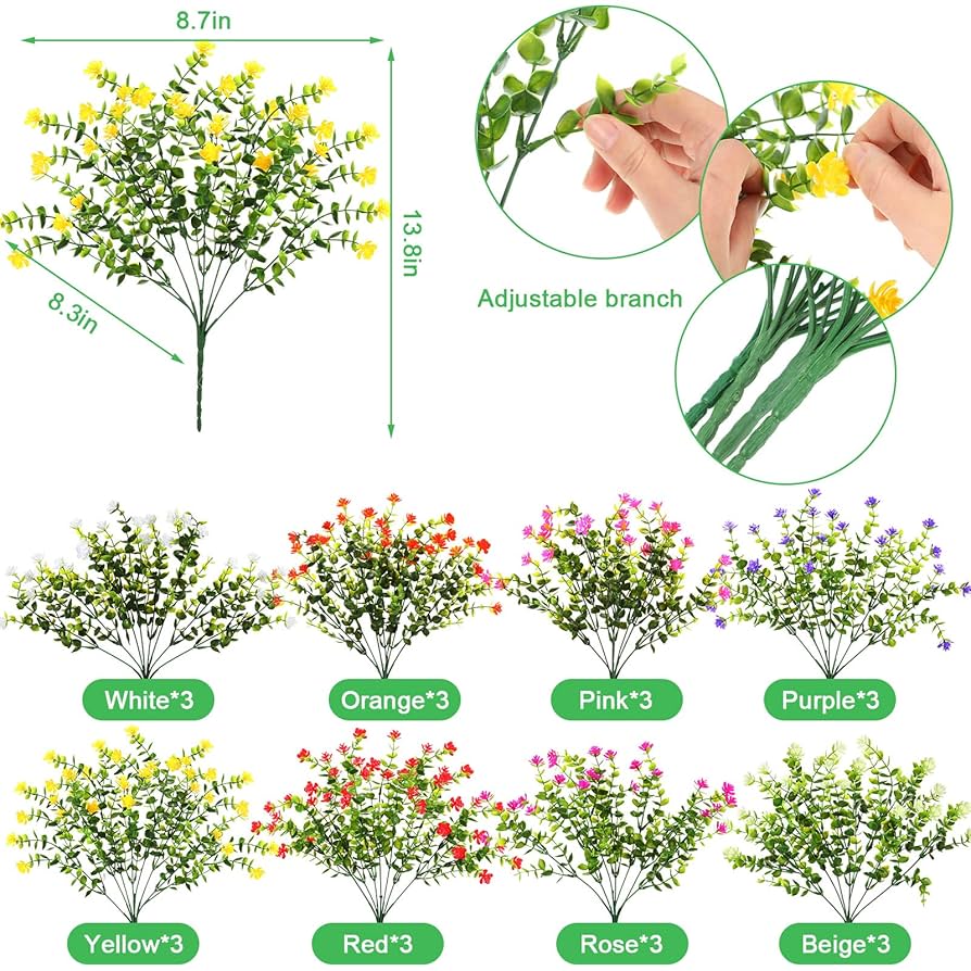 Amazon｜24束 春 人工植物 屋外 造花 装飾用 夏 吊り下げ