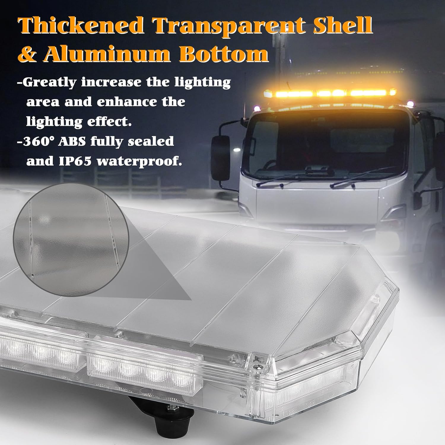 48 Inch 88 LED Amber Emergency Light Bar Super Bright Rooftop Strobe Lights Waterproof Hazard Warning Roof Top Flashing Light Bar for Tow Truck Construction Vehicle (Yellow, DC 12-24V)