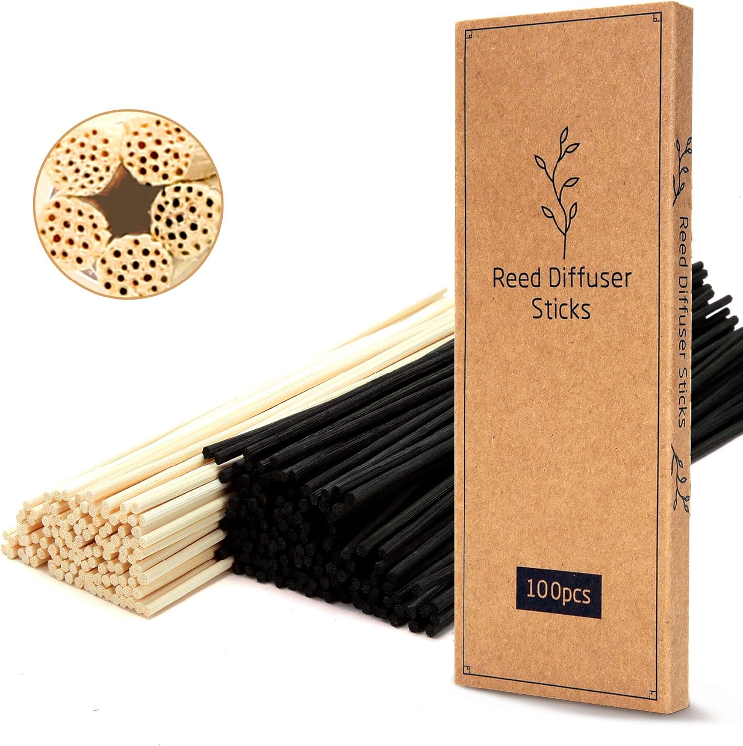 T&C 100PCS Reed Diffuser Sticks,10 Inch Natural Rattan Wood