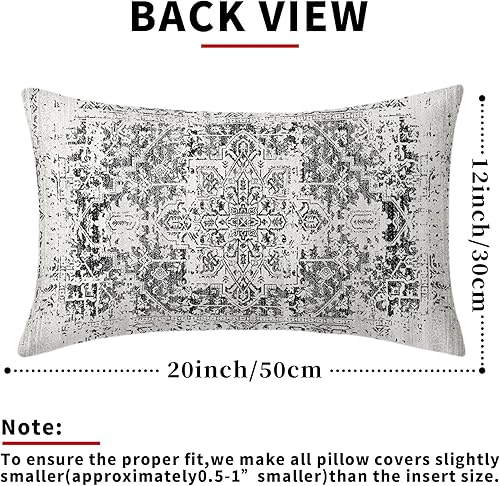 Miniatura 3 de Juego de 2 fundas de almohada lumbares bohemias negras de 12 x 20 pulgadas  12.0 x 20.0 in., estilo étnico, bohemio, rectangular, estilo rústico,