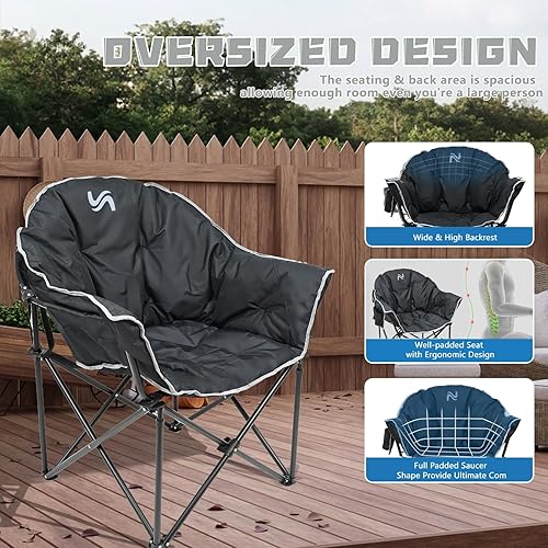 Vista 18 de NAIZEA Silla de camping con calefacción, sillas térmicas de gran tamaño con 3 niveles de calor, sillas plegables portátiles con calefacción, silla