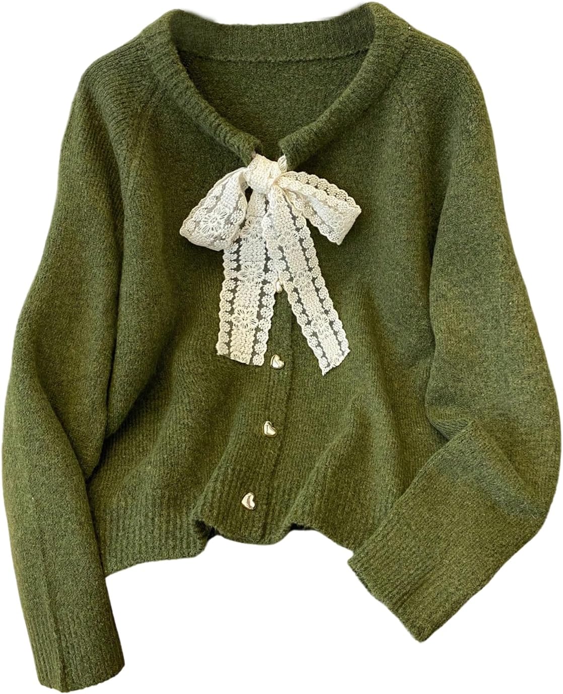 Verdusa Women's Lace Bow Cardigan Sweaters Button Up Cozy Warm Fall Winter Clothing Festival Outerwear