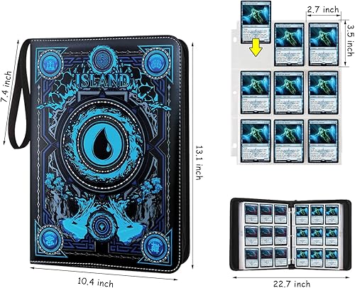 Miniatura 2 de MTGPRO Carpeta de tarjetas para tarjetas, 4 bolsillos, 400 bolsillos, carpeta de tarjetas intercambiables, libro de coleccionista, incluye 50 fundas