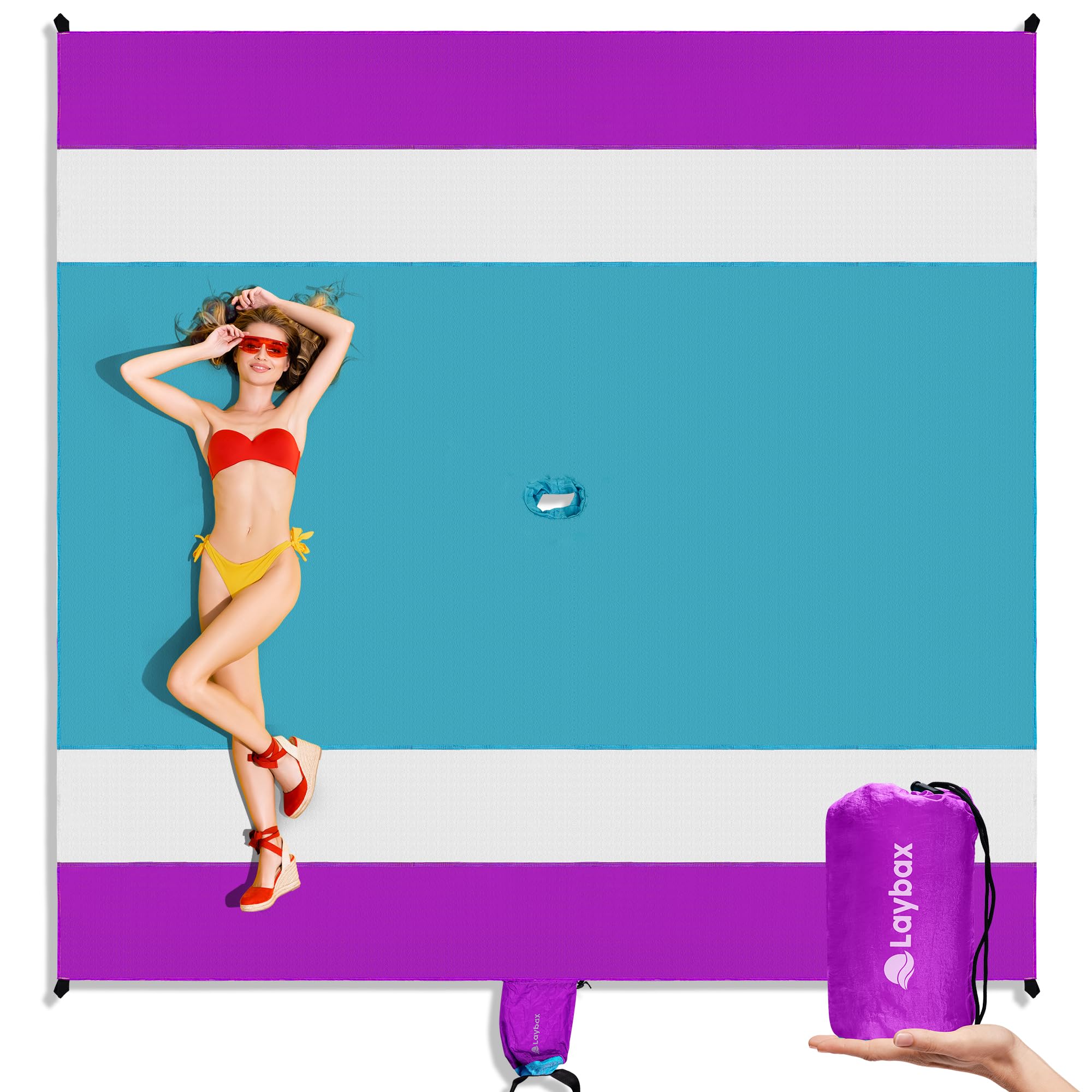 Amazon.com: Laybax Purple Water-Resistant, Sandproof 10x9ft Beach