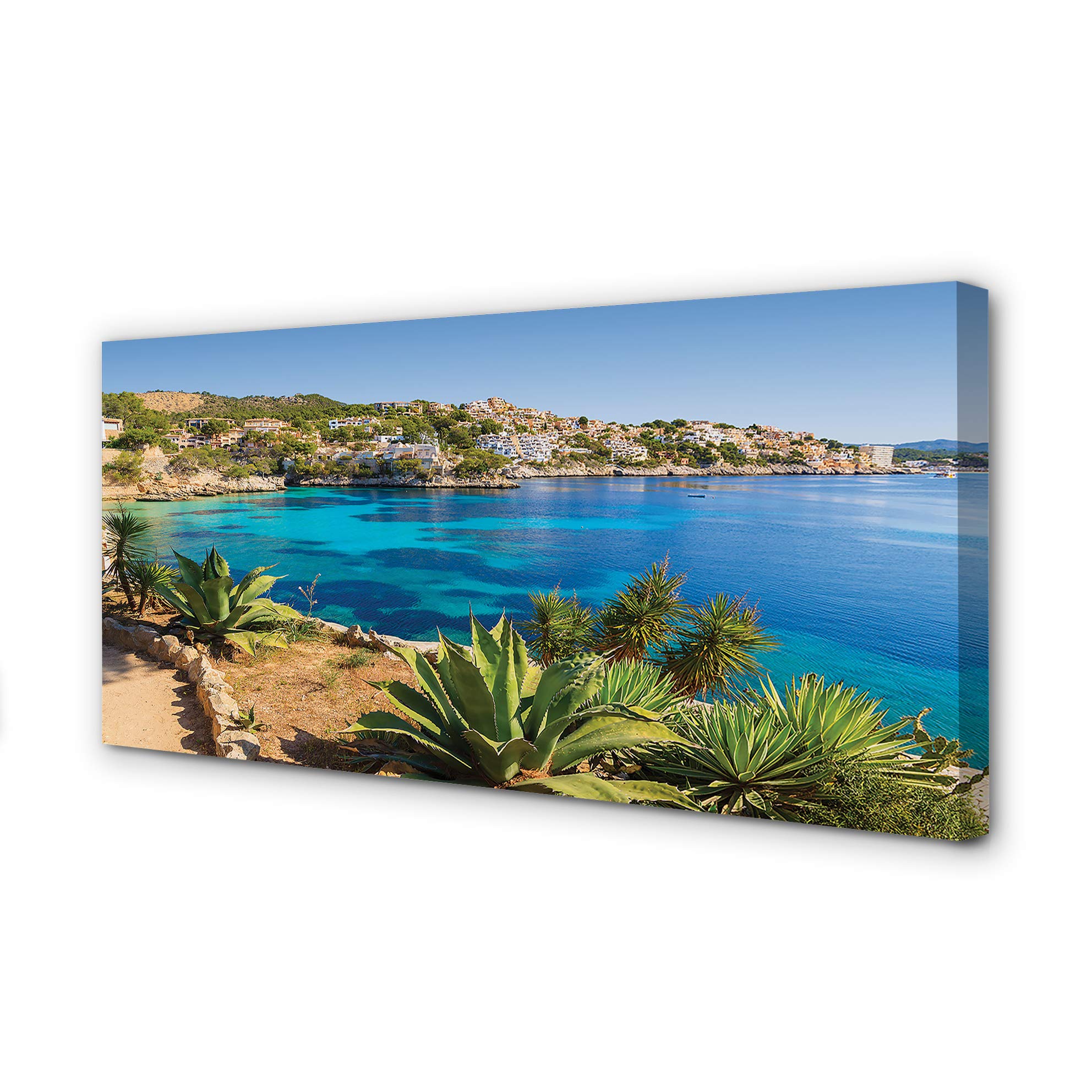 Peinture sur toile Tulup 140x70cm de ville côtière pour décoration murale