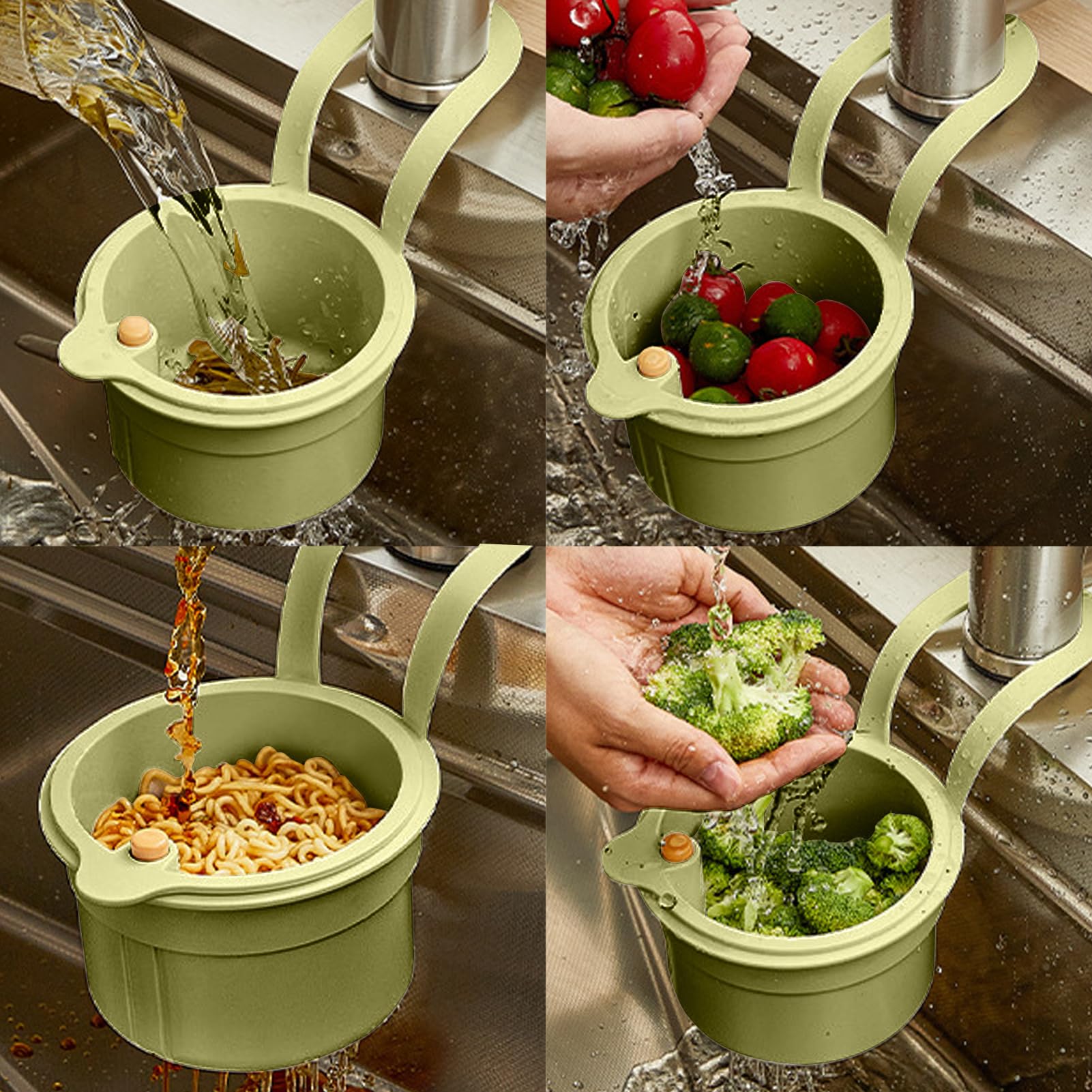 Küchensieb Für Spülbecken - Abflusskorb Mit Schnappverschluss Für Wasserhahn In Cremegelb