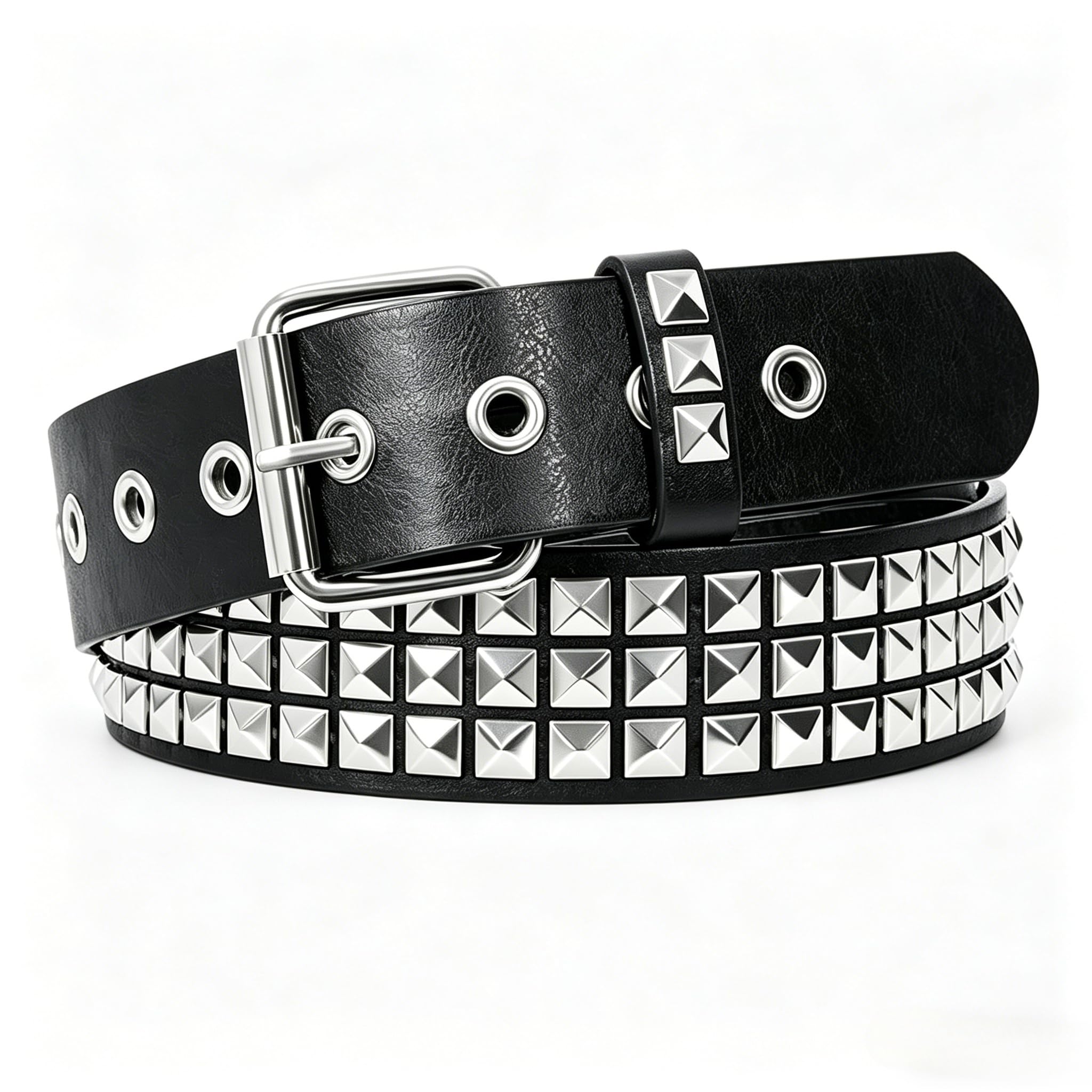 LSYZHX Studded Belt, Silver Bullet Emo Goth Gothic Punk Design, Punk Accessories Metal Stud Waist Strap Streetwear Costume for Men Women (1, silver)