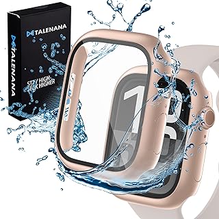 TALENANA for Apple Watch 防水ケース 42mm/46mm 保護カバー 強化ガラスフィルム 一体型 全面保護 衝撃吸収 Apple Watch Series 10/11対応 PC素材 装着簡単 タッチ感良好 アップルウォッチ ケース(42mm(Series 11/10)，ローズゴールド)