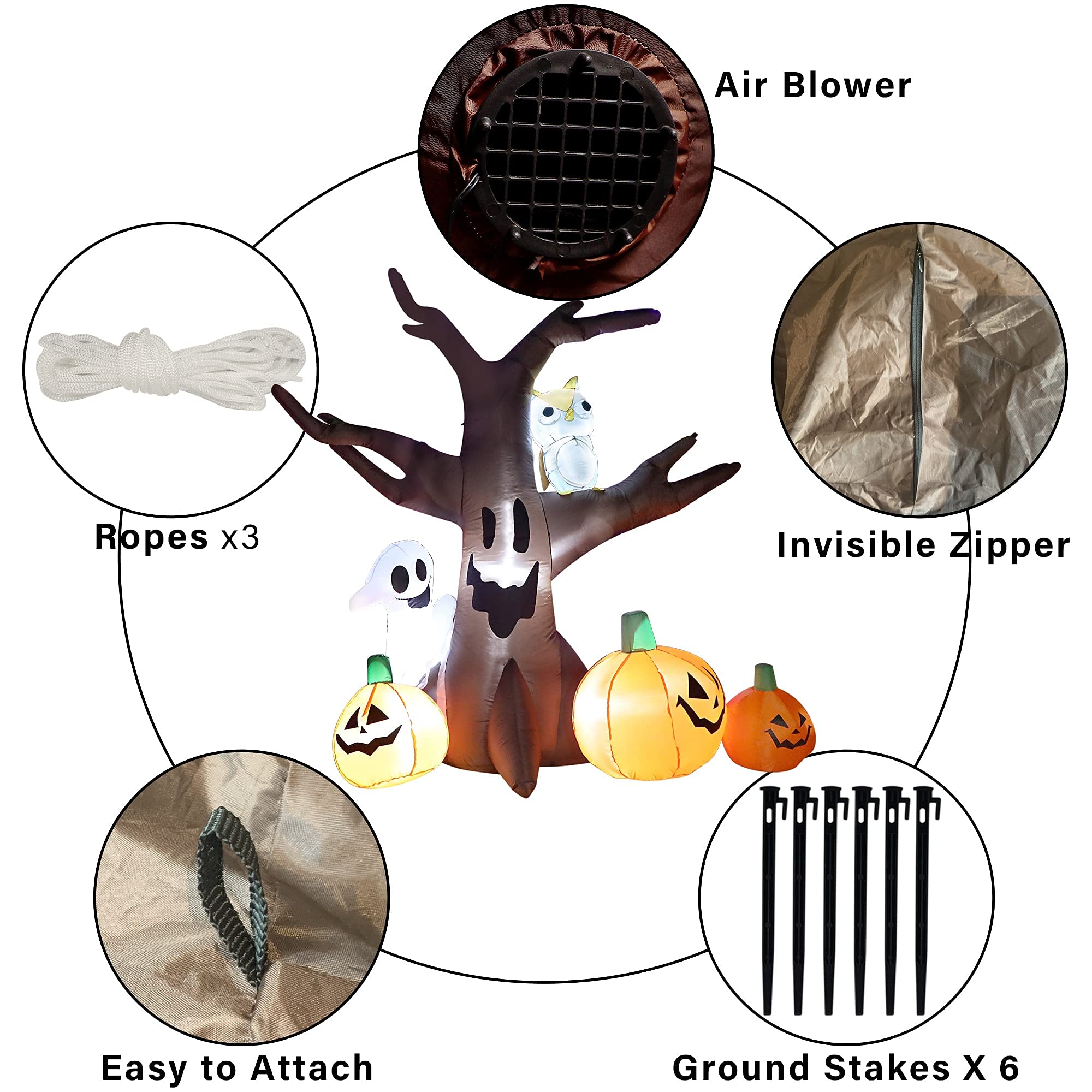 2.4m Inflable Halloween Árbol Fantasma Calabazas Con Led | Envío
