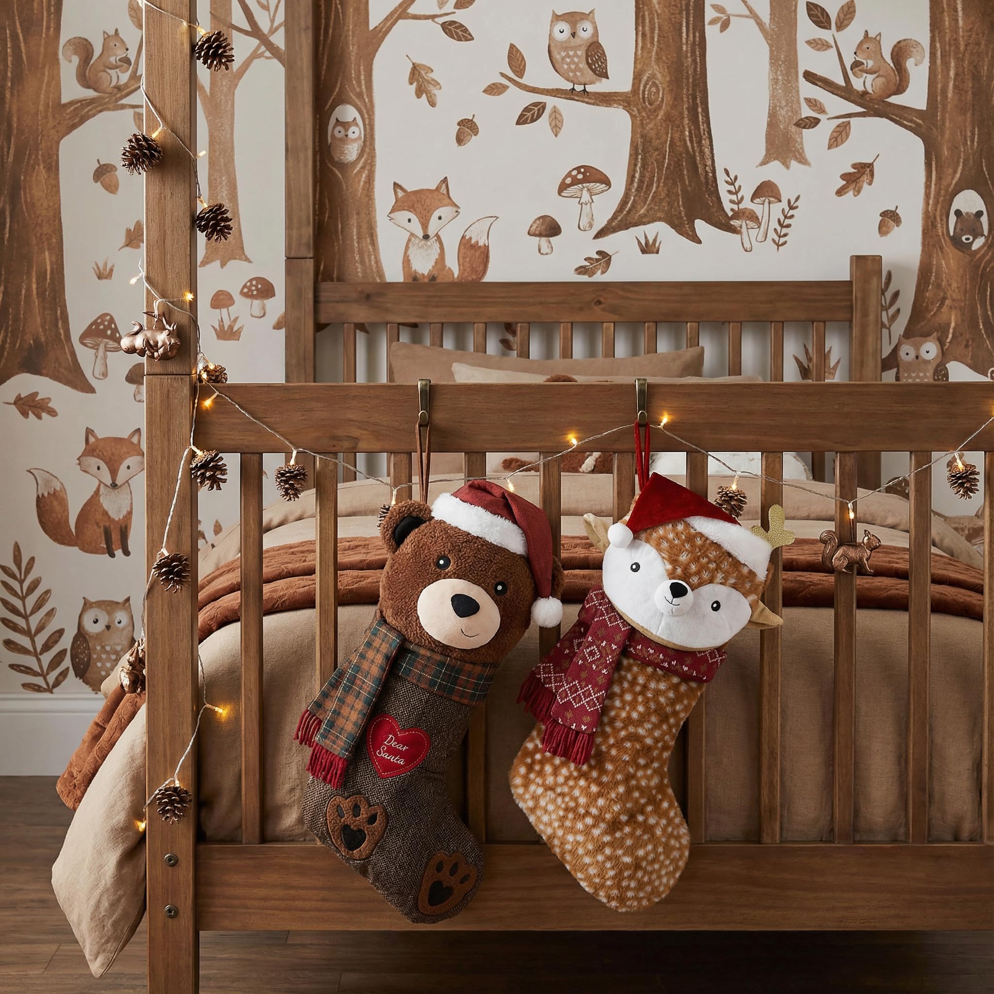 Valery Madelyn Calze natalizie a forma di orso, 53,3 cm, grandi, marroni, per animali domestici, simpatiche calze di Natale in peluche da appendere al camino, regalo di Natale, decorazioni per feste
