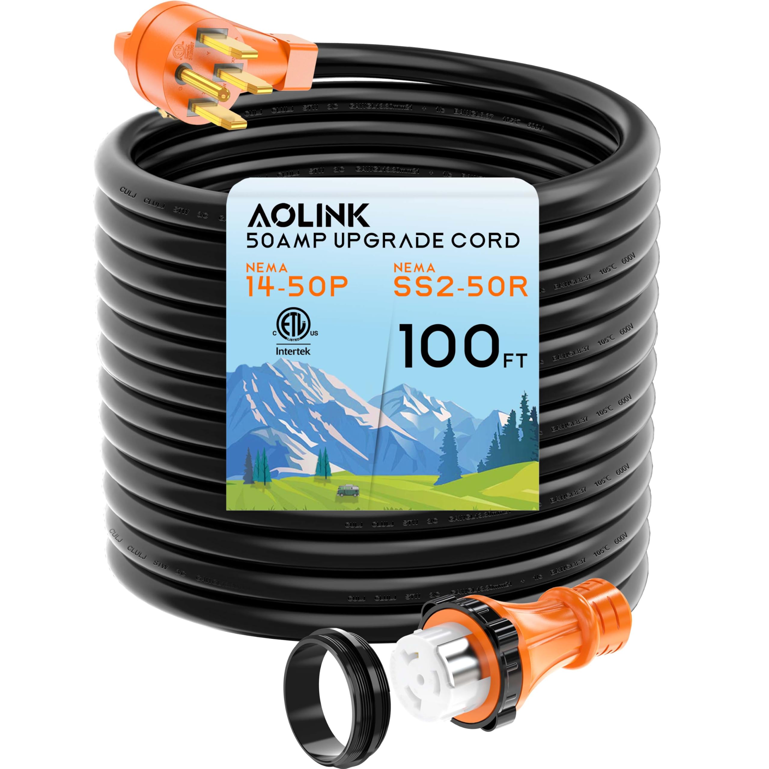 50 Amp RV/Generator Cord 100 Feet, Heavy Duty STW Wire