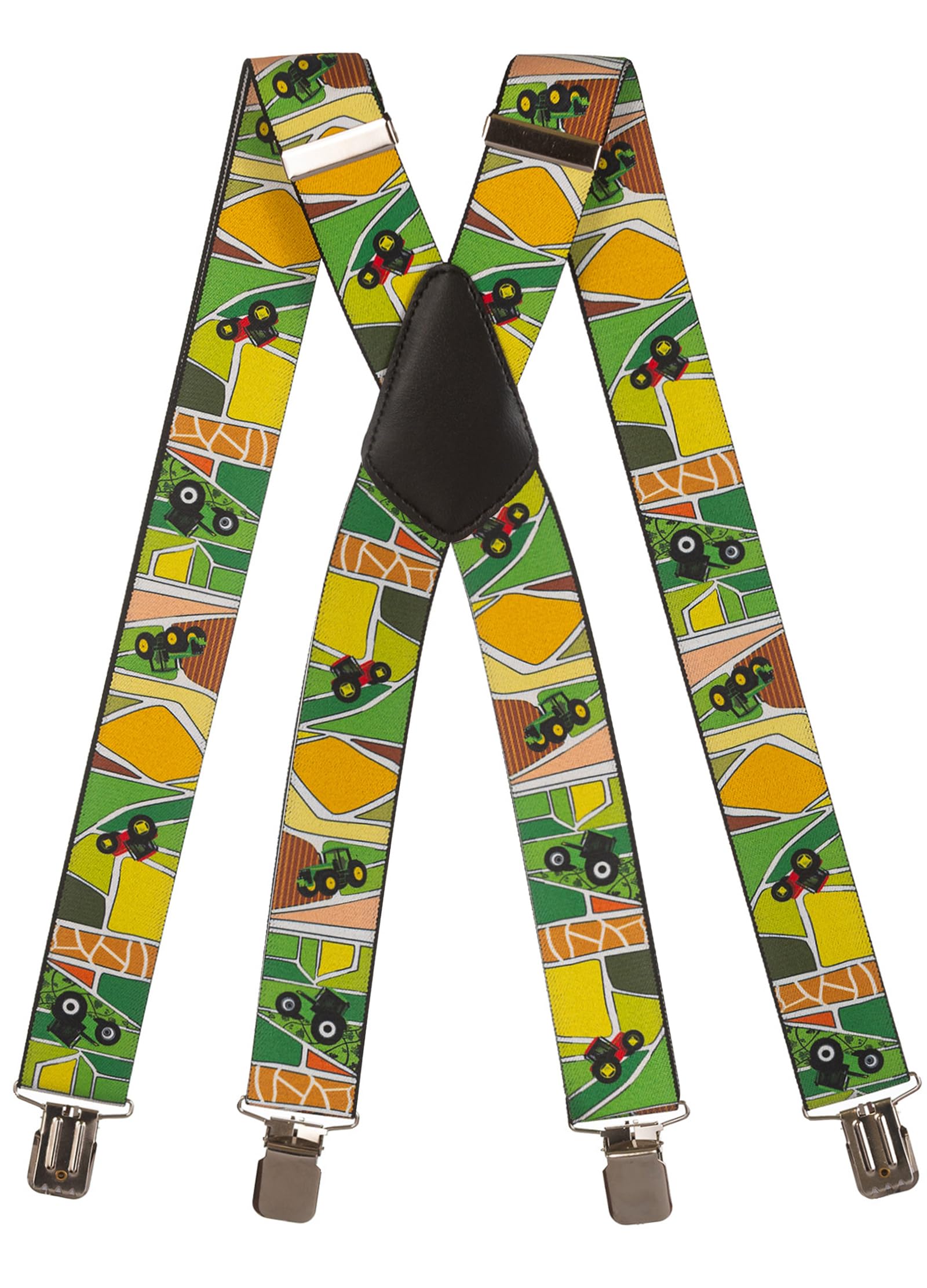 Olata Men's Heavy Duty Printed X-Shape Braces/Suspenders, 4cm - Tractors