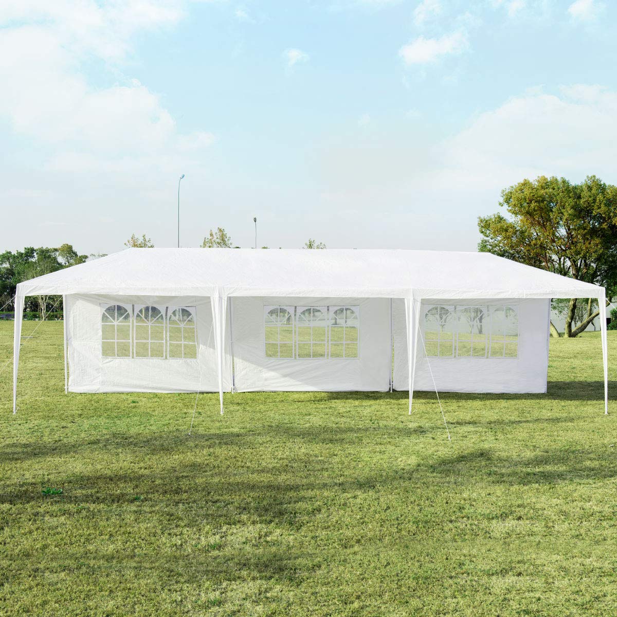 COSTWAY Pawilon ogrodowy, 3 x 9 m, namiot imprezowy z 5 zdejmowanymi ściankami bocznymi, namiot piwny, ochrona przed promieniowaniem UV, składany pawilon