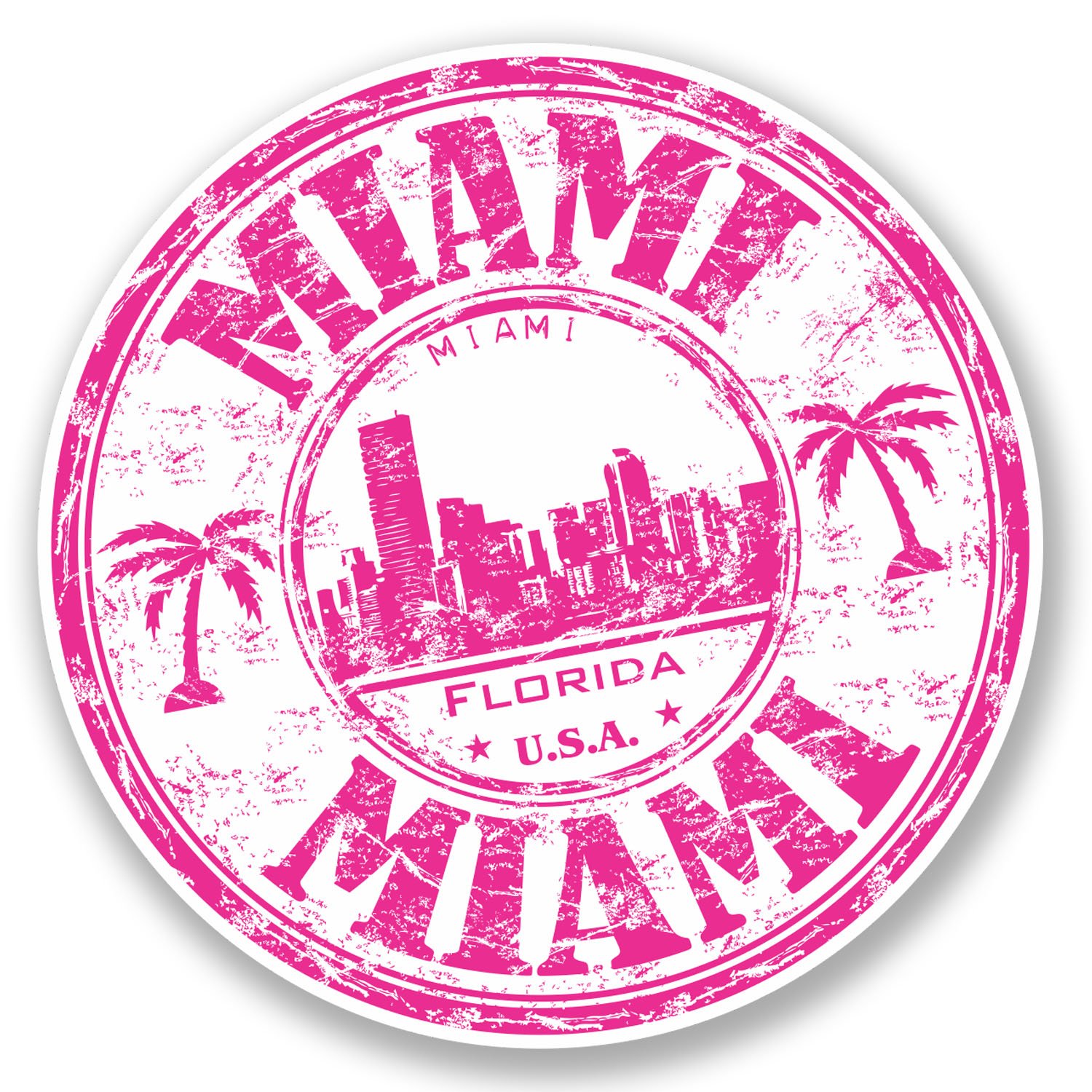 Destinationvinyl Multi 2 X 10Cm Miami Florida Usa Vinyl Sticker Travel Luggage Flag Map Laptop #5829 (10Cm X 10Cm)