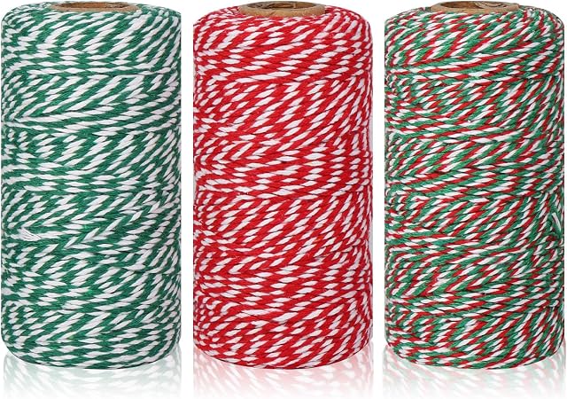 Umsole Cotton Rope Cord String 2 mm Christmas Bakers Candy Rope Ribbon Twine Wrapping Arts Crafts Party Decorations