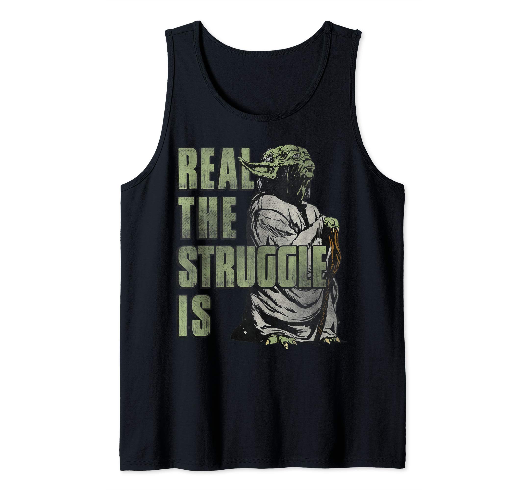 Star Wars Yoda Real The Struggle Is Distressed Portrait Tank TopOEKO-TEX STANDARD 100