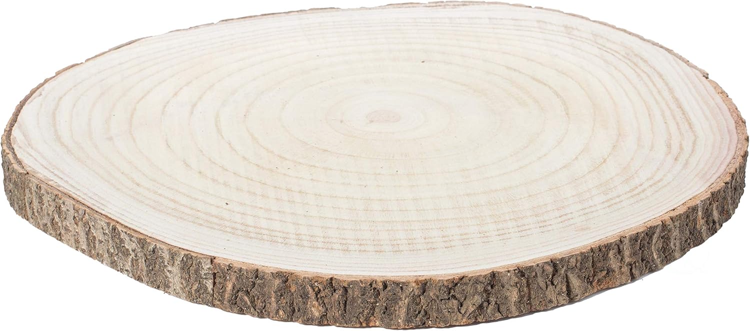 Vintiquewise Barky Natural Wood Slabs Rustic Ornament Slice Tray Table Charger - 18 Inch Dia