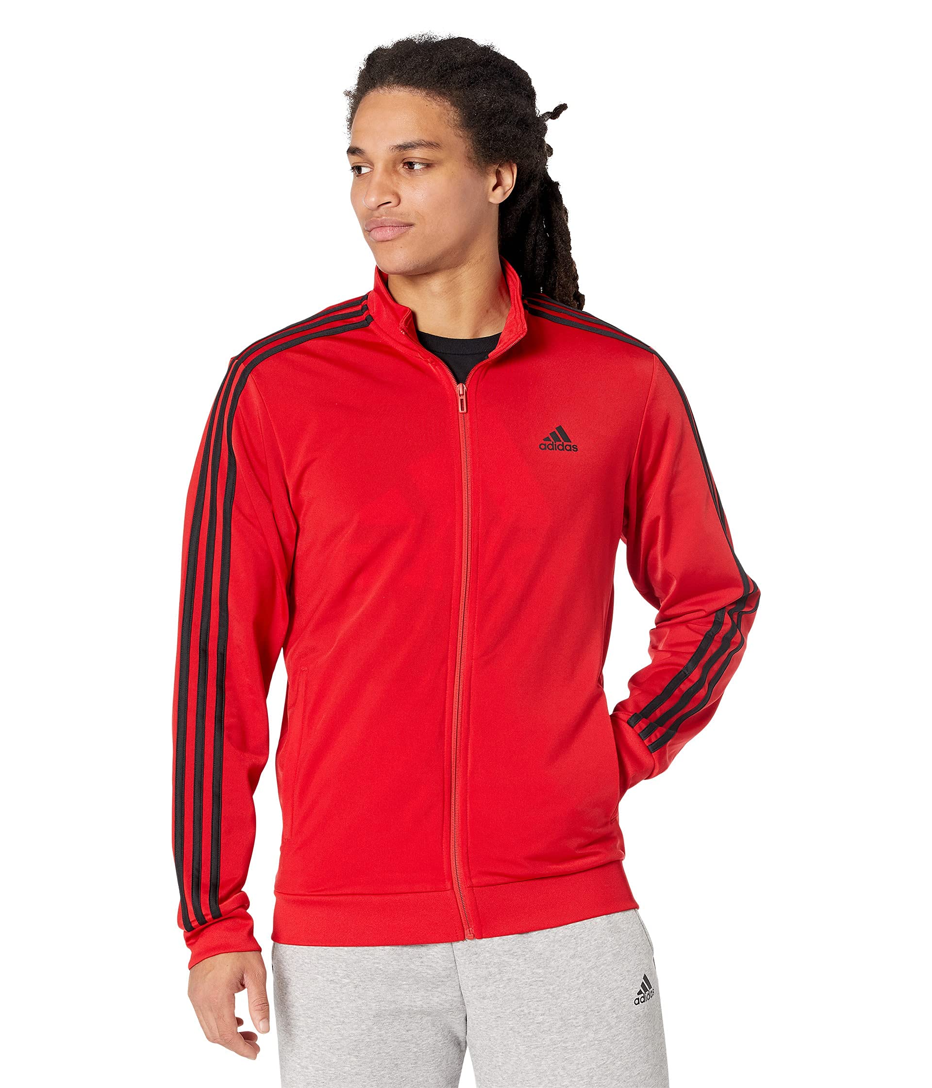 adidas Men's Essential Three Stripes Fleece Zipper Hoodie