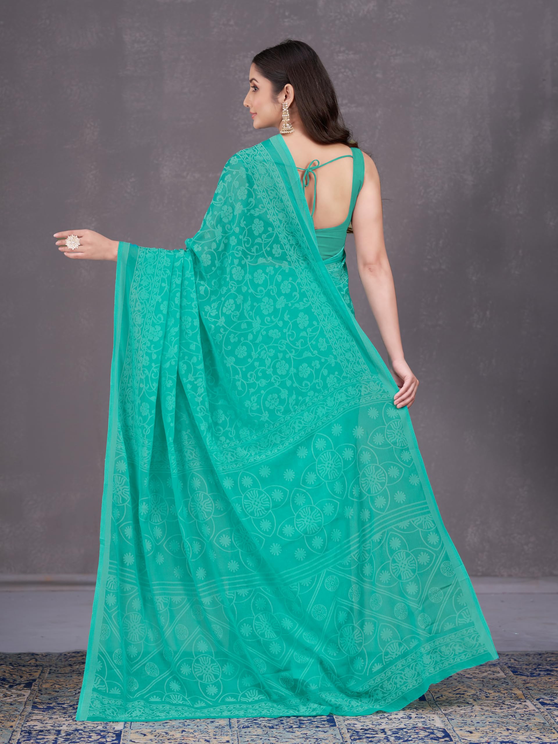 Garden Vareli Floral Print Nara Chiffon Saree 4