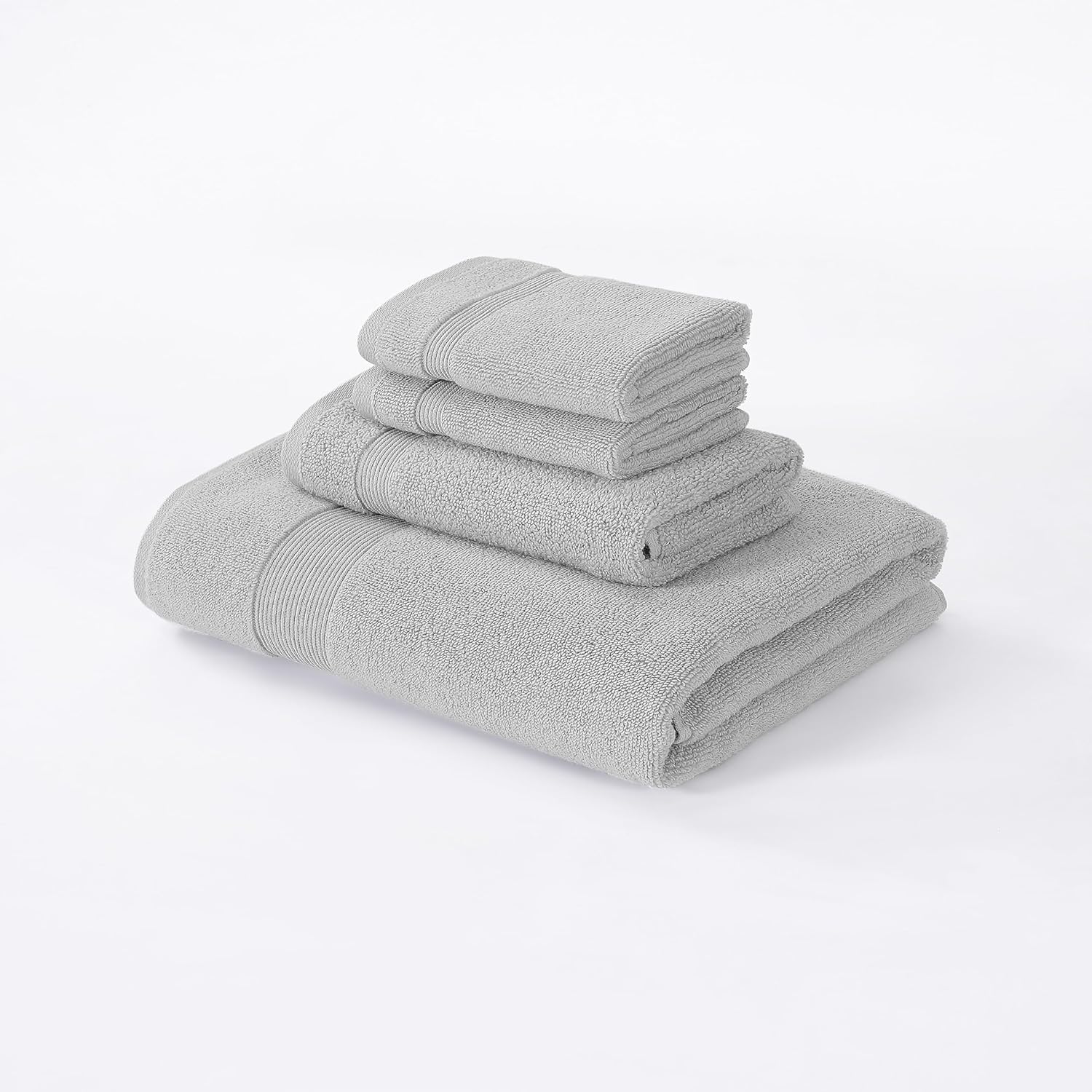Modern Threads Otis 6-Piece 100% Cotton Towel Set – Zero Twist Jacquard Chevron – Includes 2 Bath Towels, 2 Hand Towels, 2 Washcloths – Absorbent, Quick Dry, Soft & Durable – Gray