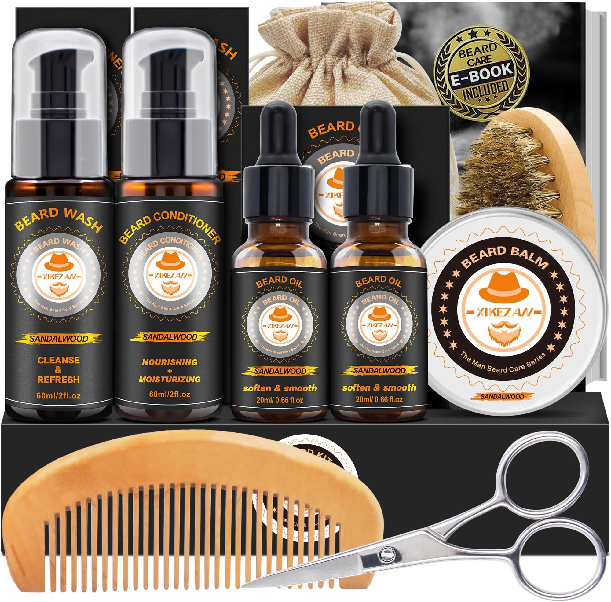 XIKEZAN Beard Kit,Beard Kit,w/2 Pack Beard Oil,Beard Wash