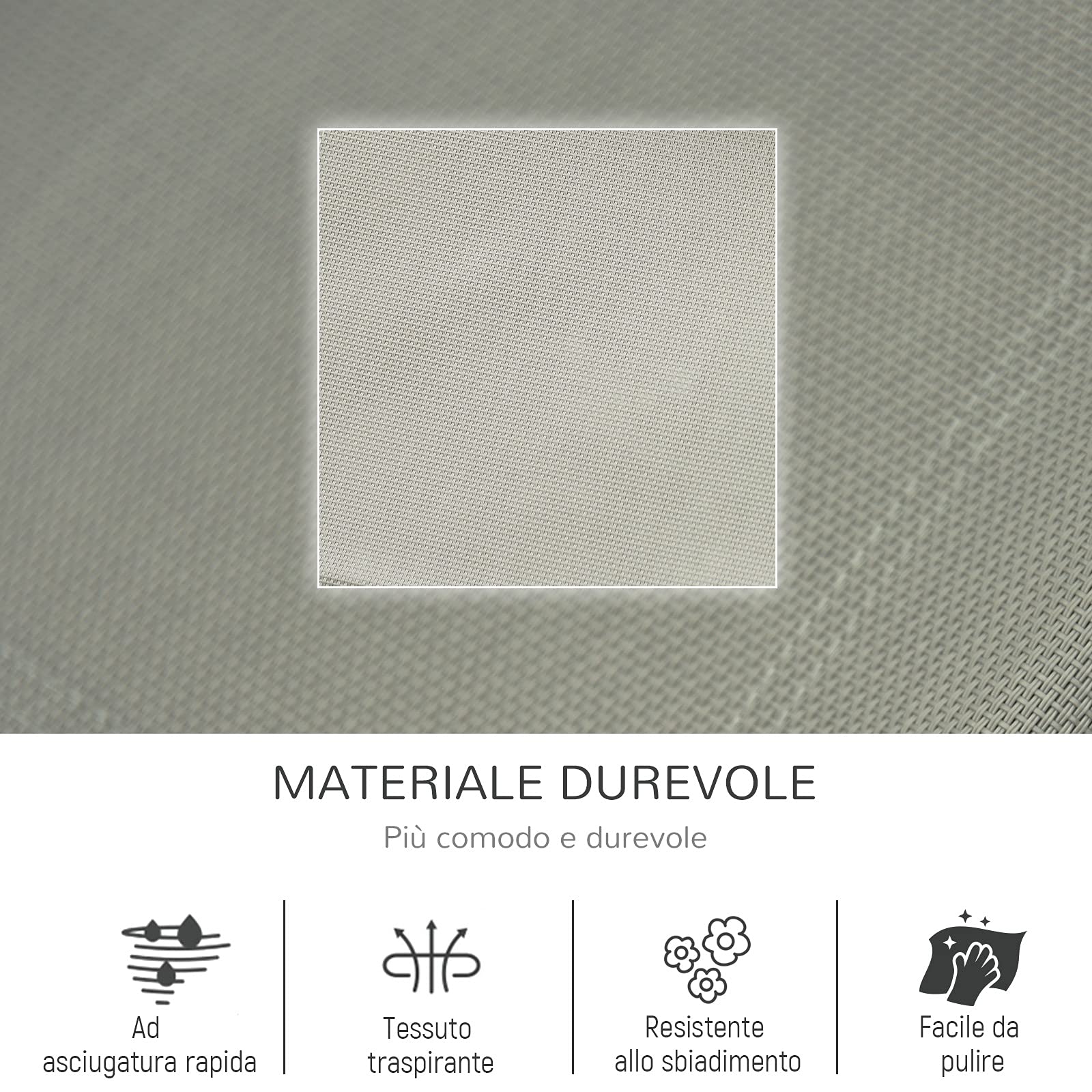 Outsunny Poltrona a Dondolo da Giardino, Lettino Sdraio da Esterno con Poggiatesta e Tasca Laterale, 150x62x88 cm, Nero e Grigio