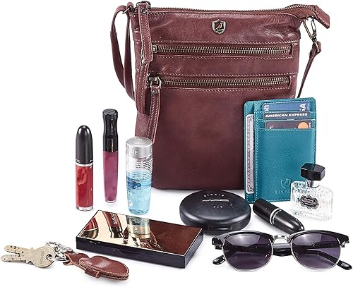 Miniatura 6 de Bolso bandolera para mujer, pequeño bolso de cuero real, bolso cruzado de viaje vintage hecho a mano