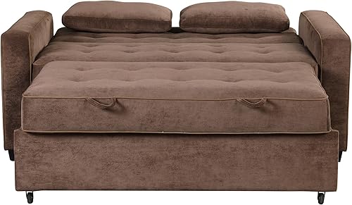 Miniatura 7 de Eafurn Sofá cama convertible 3 en 1 con cama extraíble, futón pequeño sofá biplaza con respaldo reclinable y reposabrazos, sofá cama tapizado, color