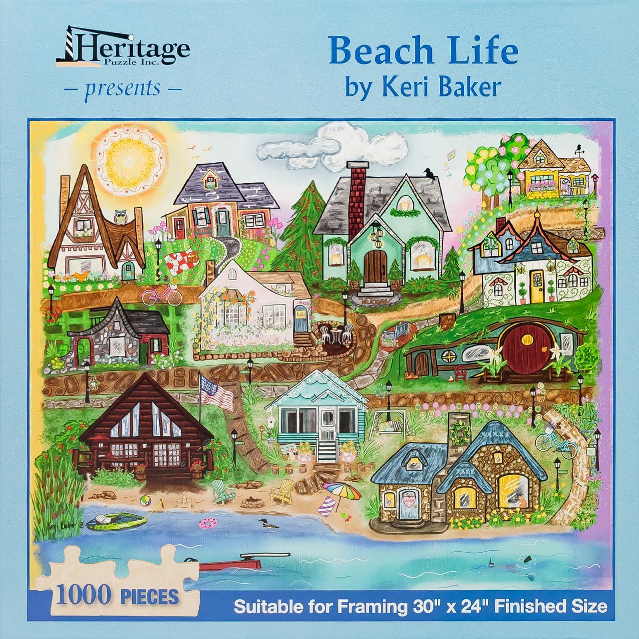 Heritage Puzzle – Beach Life by Keri Baker – 1000 Piece Puzzle for Adults – Cool Jigsaw Puzzles – Beach Puzzles for Families – 30" x 24" Finished Size