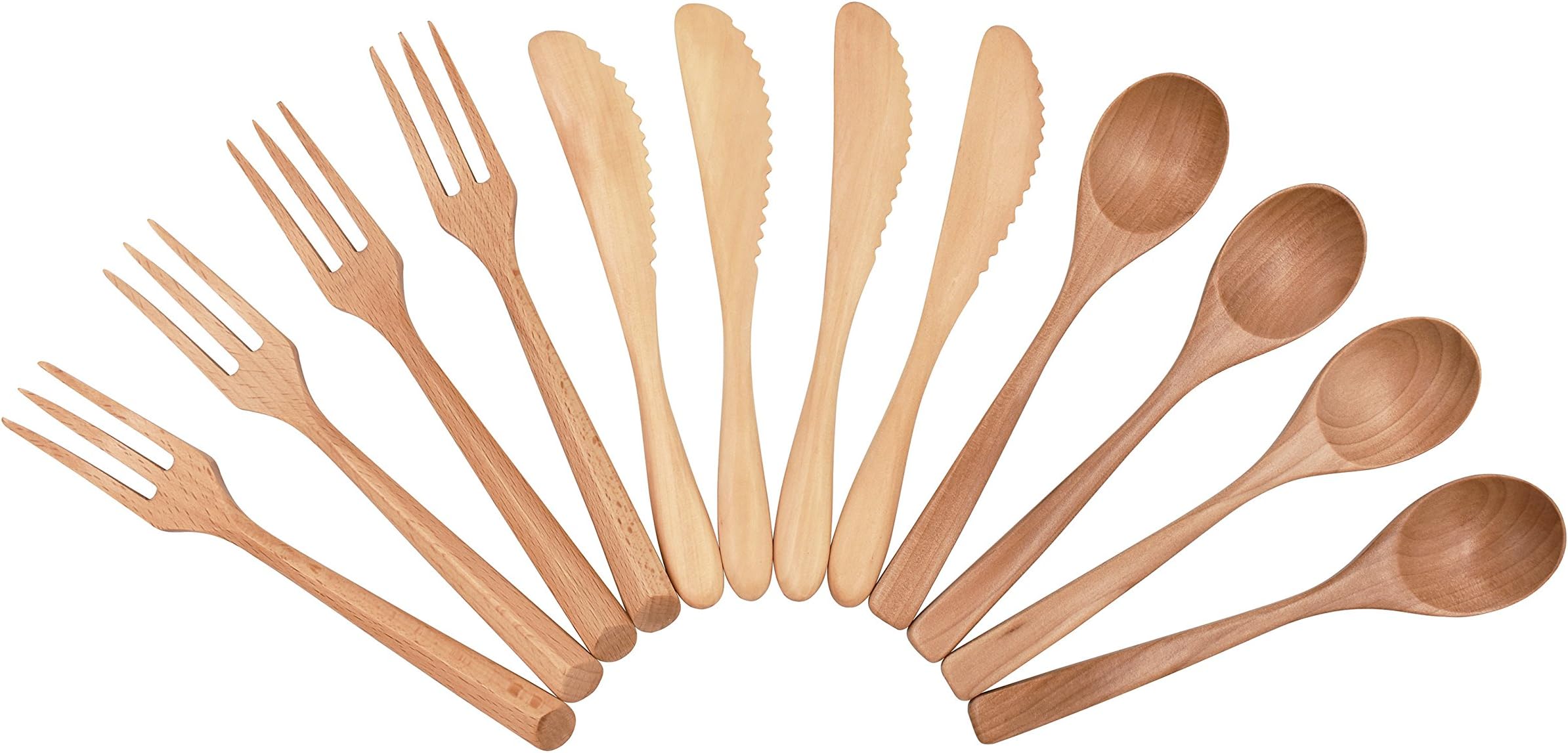 Wooden Flatware Set, Natural and Health 12-Piece Wooden Utensils, Service for 4