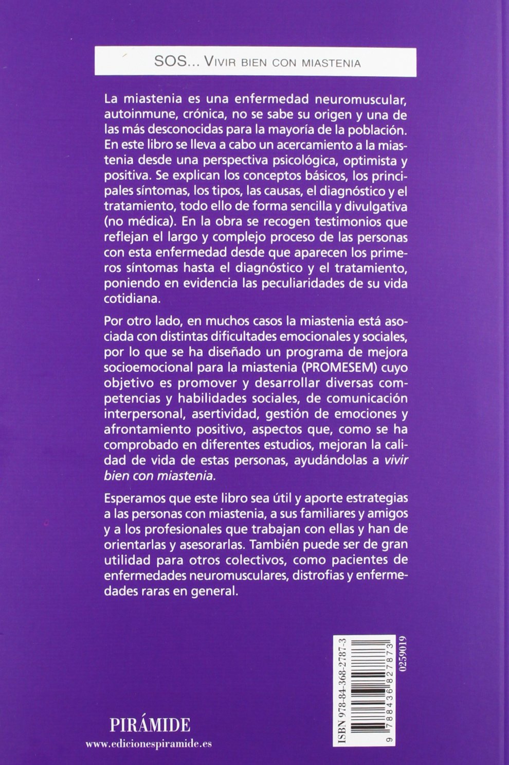 SOS... Vivir bien con miastenia: Programa de mejora socioemocional (SOS-Psicología Útil)