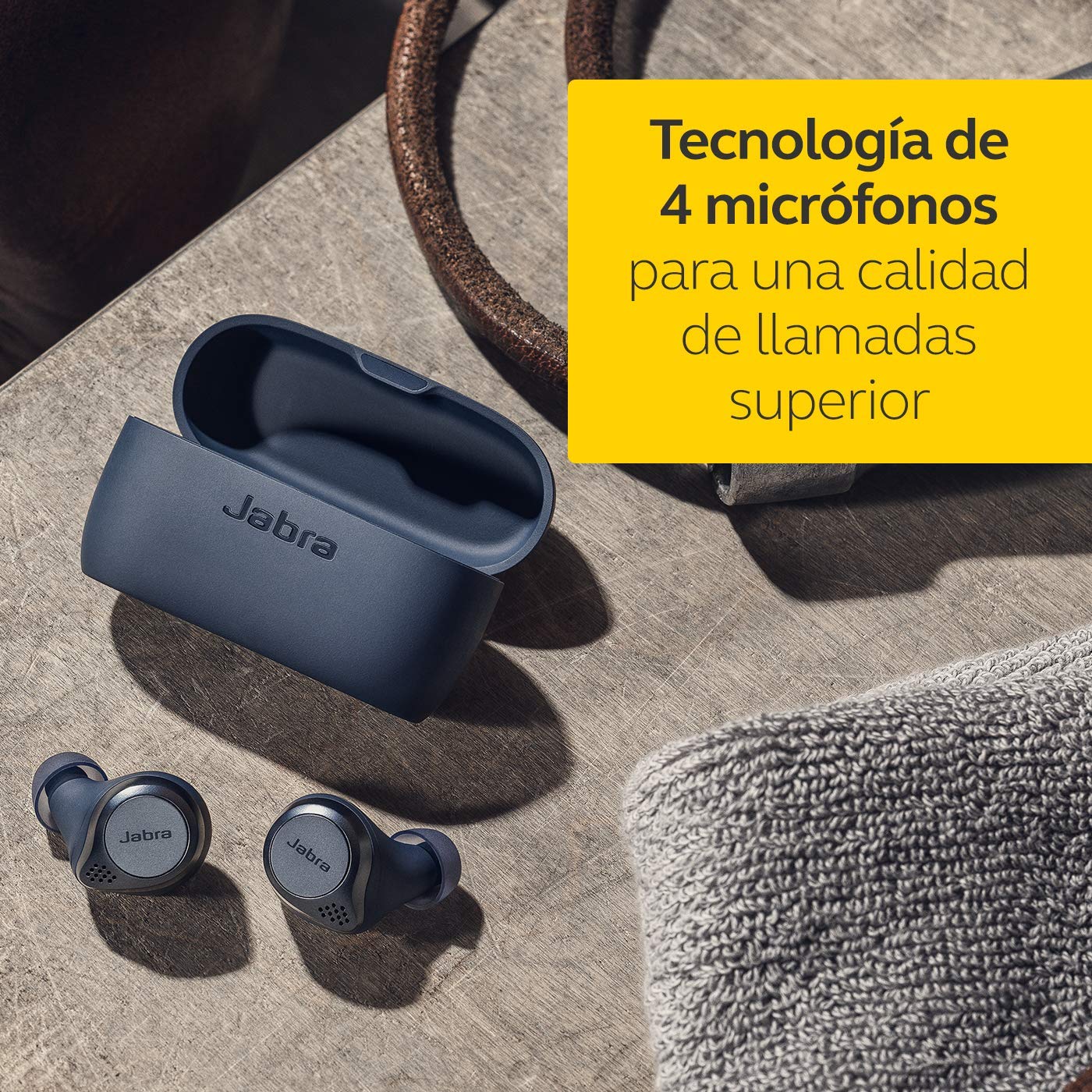 Jabra Elite Active 75t, Auriculares Deportivos inalámbricos con Cancelación Activa de Ruido y batería de Larga duración para Llamadas y música, Azul Marino