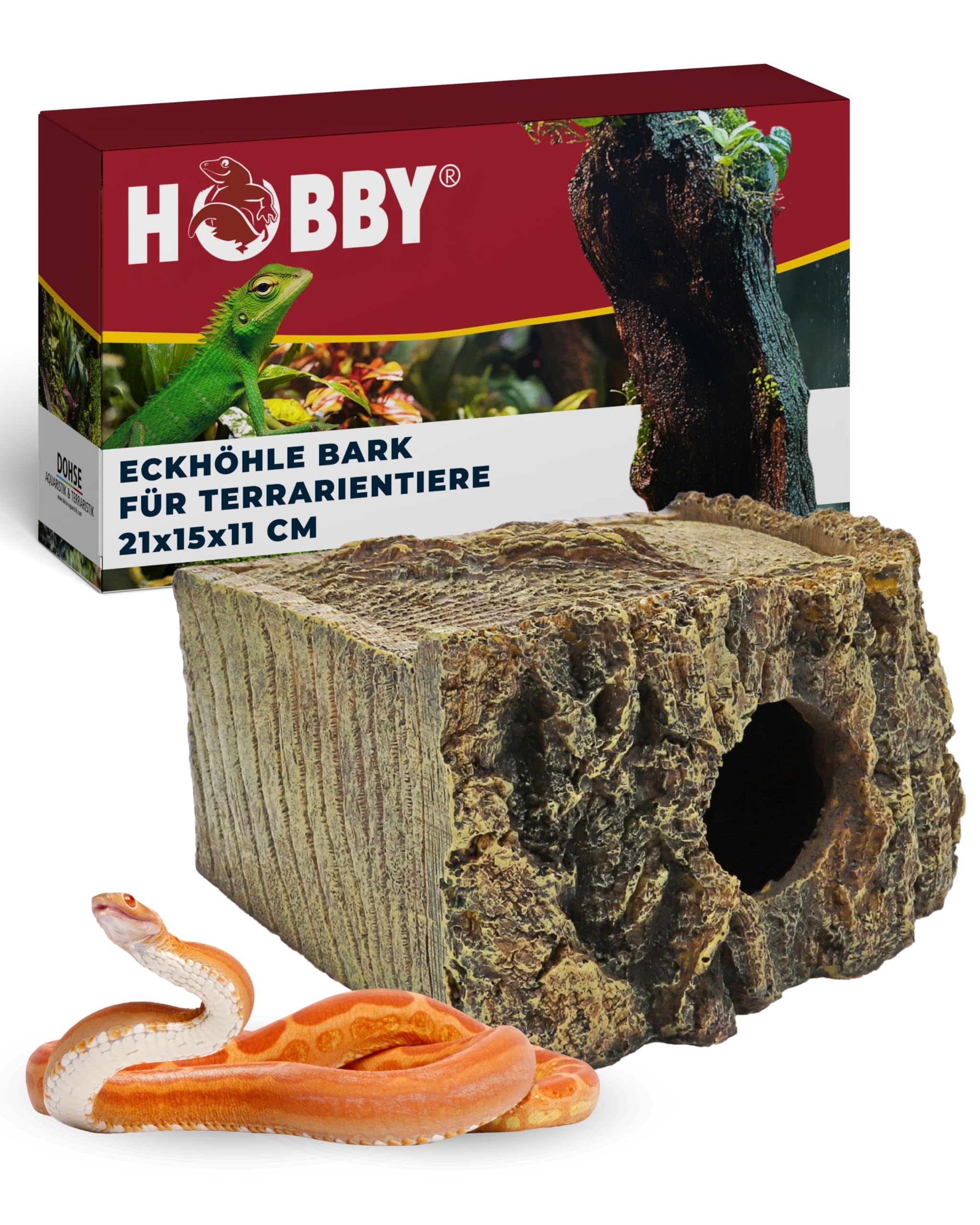 HOBBY Terraristik Eckhöhle Bark 21 x 15 x 11 cm Versteckmöglichkeit für Reptilien Amphibien