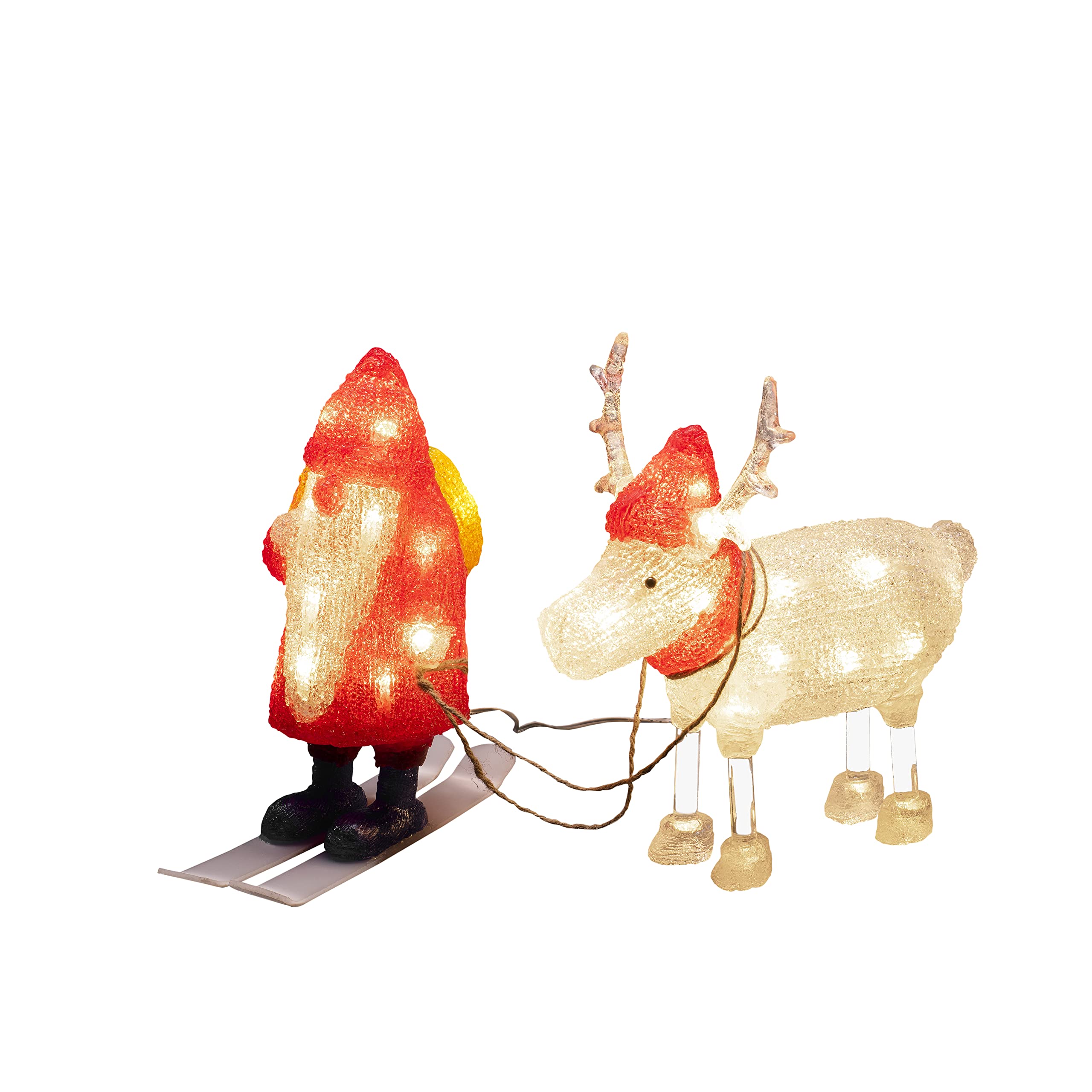Konstsmide LED Acryl Weihnachtswichtel mit Rentier, 40 warm weiße Dioden, 24V, Außen (IP44), weißes Kabel - 6239-103, Rot/Weiß