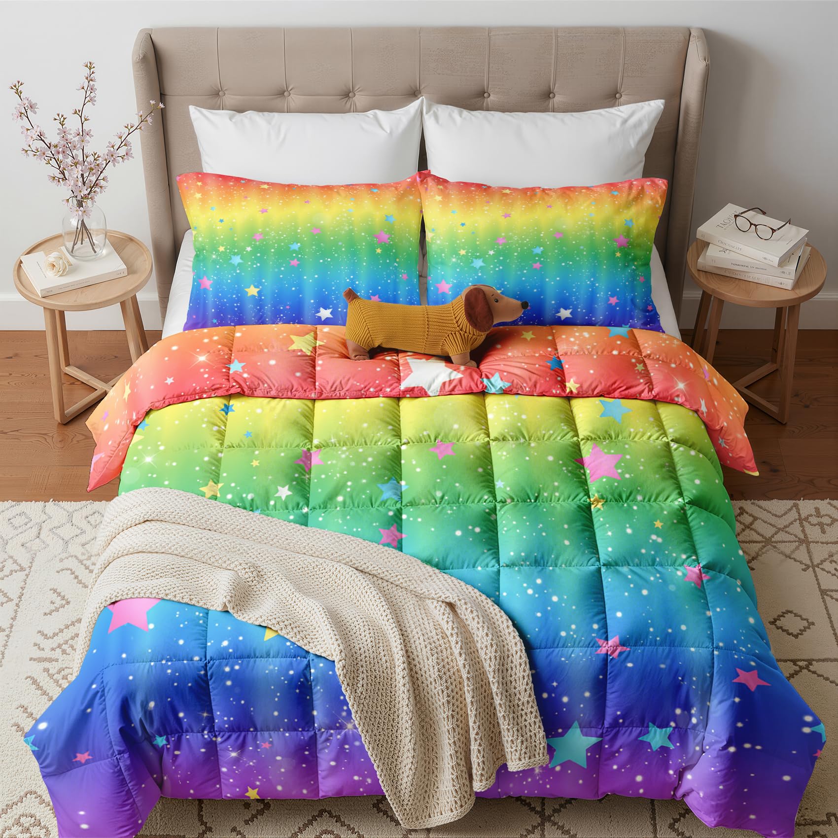 GEDAEUBA Colourful Star Coverless Duvet Double 10.5 Tog