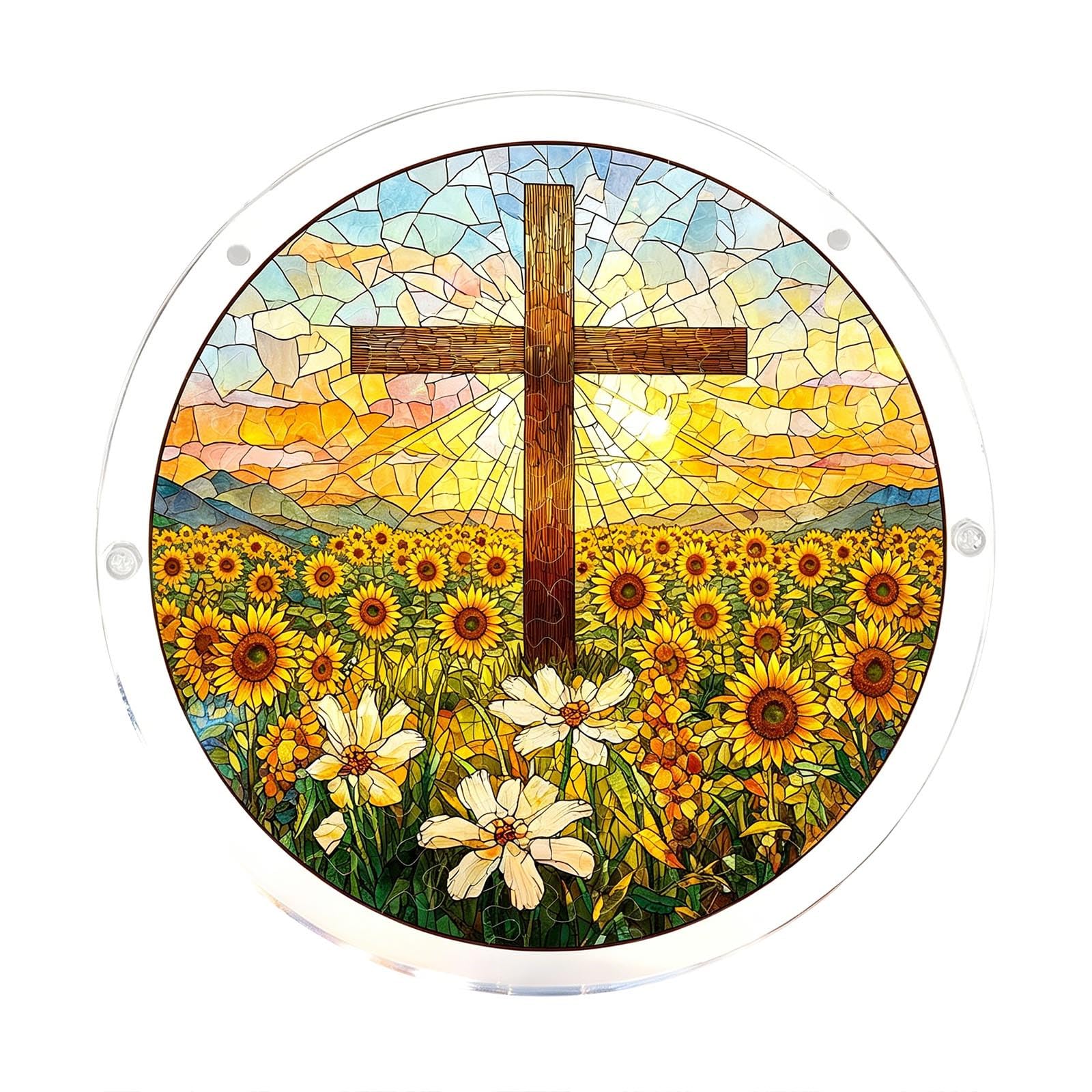 Sun Acrylic Catcher Puzzles, Tree of Radiant Glass Puzzle, Sun Acrylic Catcher Puzzles for Doors Garden, Mother's Day Christmas Birthday Gifts for Women Men (Color-C)