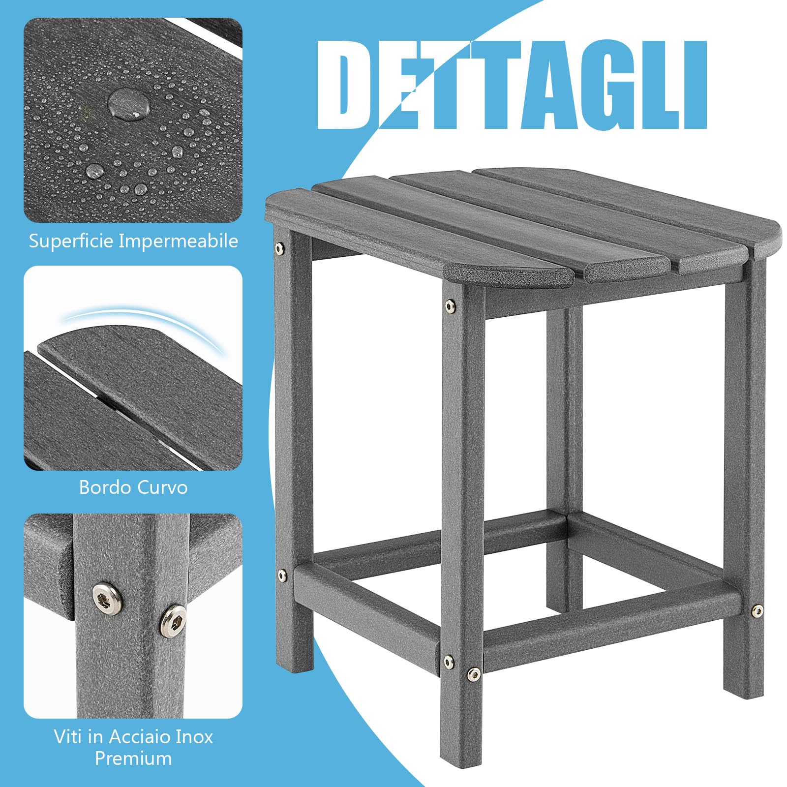 RELAX4LIFE Tavolo da Giardino, Set di 2 Tavolini Laterali in HDPE Resistente alle Intemperie, Tavolino Piccolo per Esterno, Balcone, Terrazza, Bordo Piscina e Cortile, Portata 91kg, 48×37×46cm