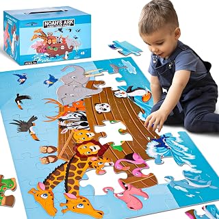 LovesTown 48PCS Floor Puzzles, Jumbo Animal Puzzles, Large 3x2 FT | Puzzle with Vibrant Animal Illustrations, for Todders, Family Game Night, Preschool Classroom, and Group Activities
