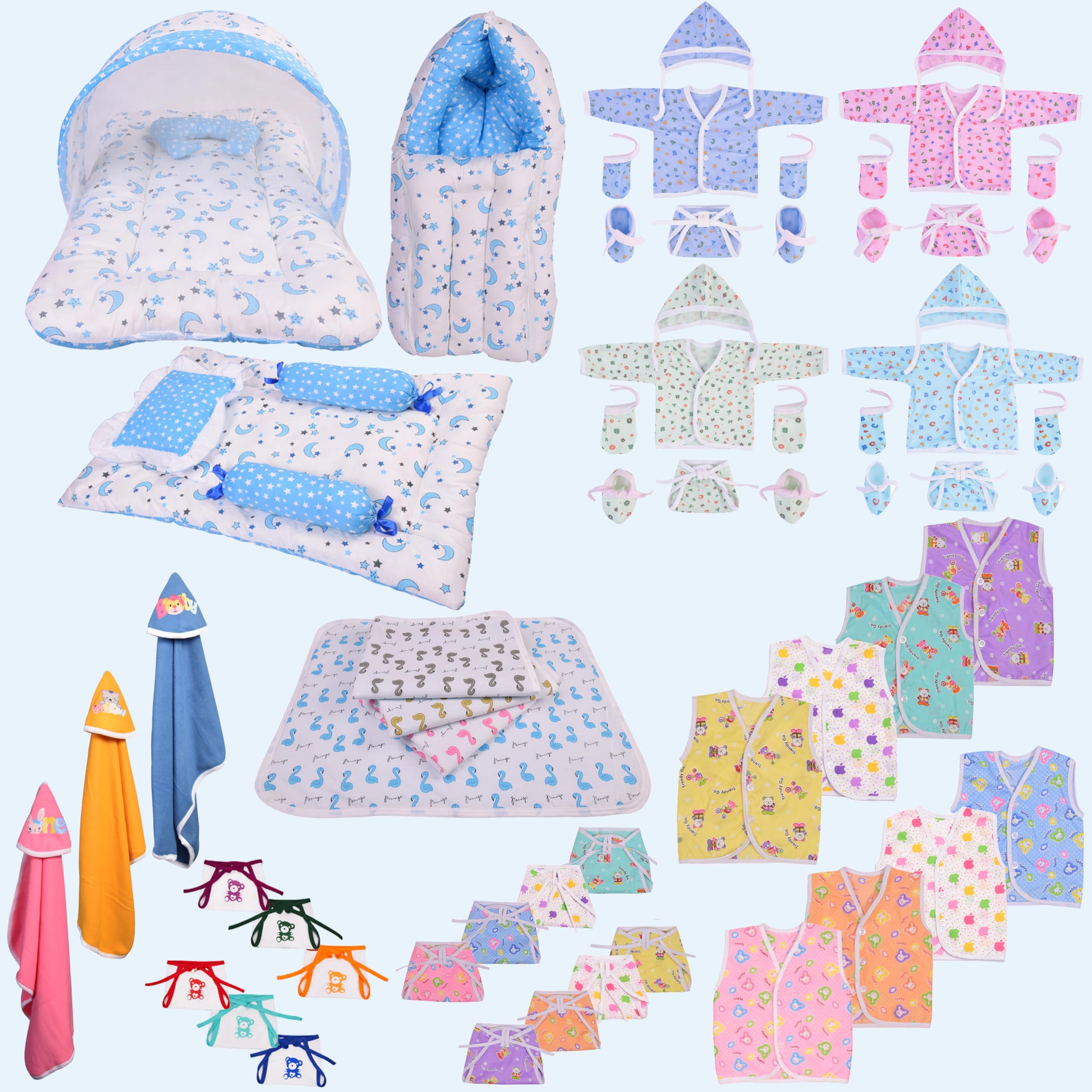 - Toddylon Baby Products All New Born Combo | Combos Set for Newborn | 56 in 1 Hospital Essentials Kit | Baby Essential for Newborns Clothing Hamper (0-6 Months) (Blue)