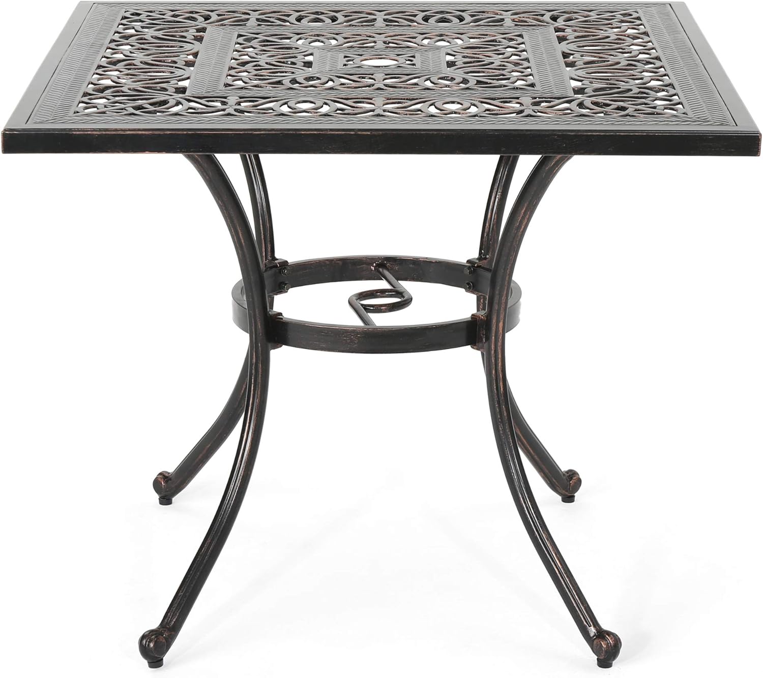 Christopher Knight Home Jamie Outdoor Square Cast Aluminum Dining Table, Shiny Copper