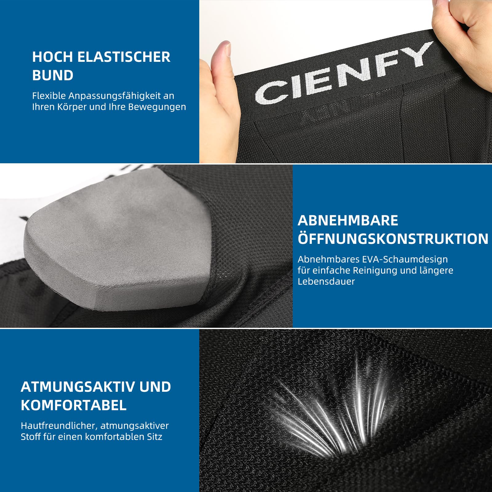 Cienfy Protektive Gepolsterte Shorts mit Eva Steißbeinpolster für Snowboard, Schlittschuh & Ski, 3D Hüftprotektor für Hüfte, Gesäß und Steißbein