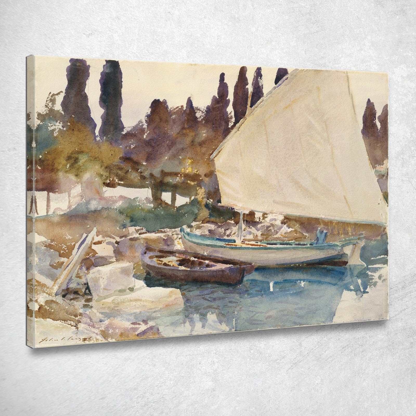 CheQuadro! Barche 2 John Singer Sargent, jss24 Quadro Stampato su Tela, 100x70 cm