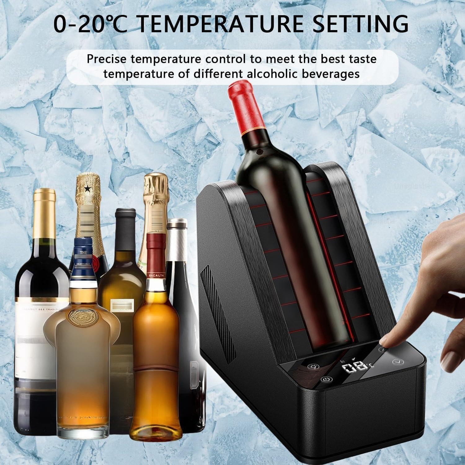 Enfriador de vino, 750 ml, enfriador portátil de botellas sin hielo para vino tinto y champán, enfriador de botella individual, ideal para fiestas, gran regalo para los amantes del vino